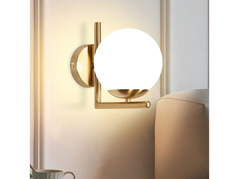 NETTLIFE Applique murale vintage boule de verre dorée E27 lampe murale d'intérieur chambre escalier