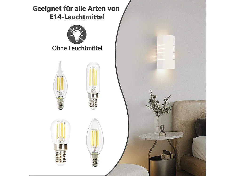 NETTLIFE Applique murale d'intérieur blanche E14 haut bas moderne couloir escalier plâtre lumière