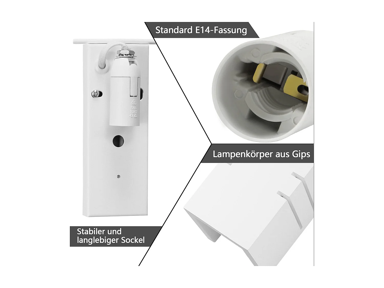 NETTLIFE Applique murale d'intérieur blanche E14 haut bas moderne couloir escalier plâtre lumière