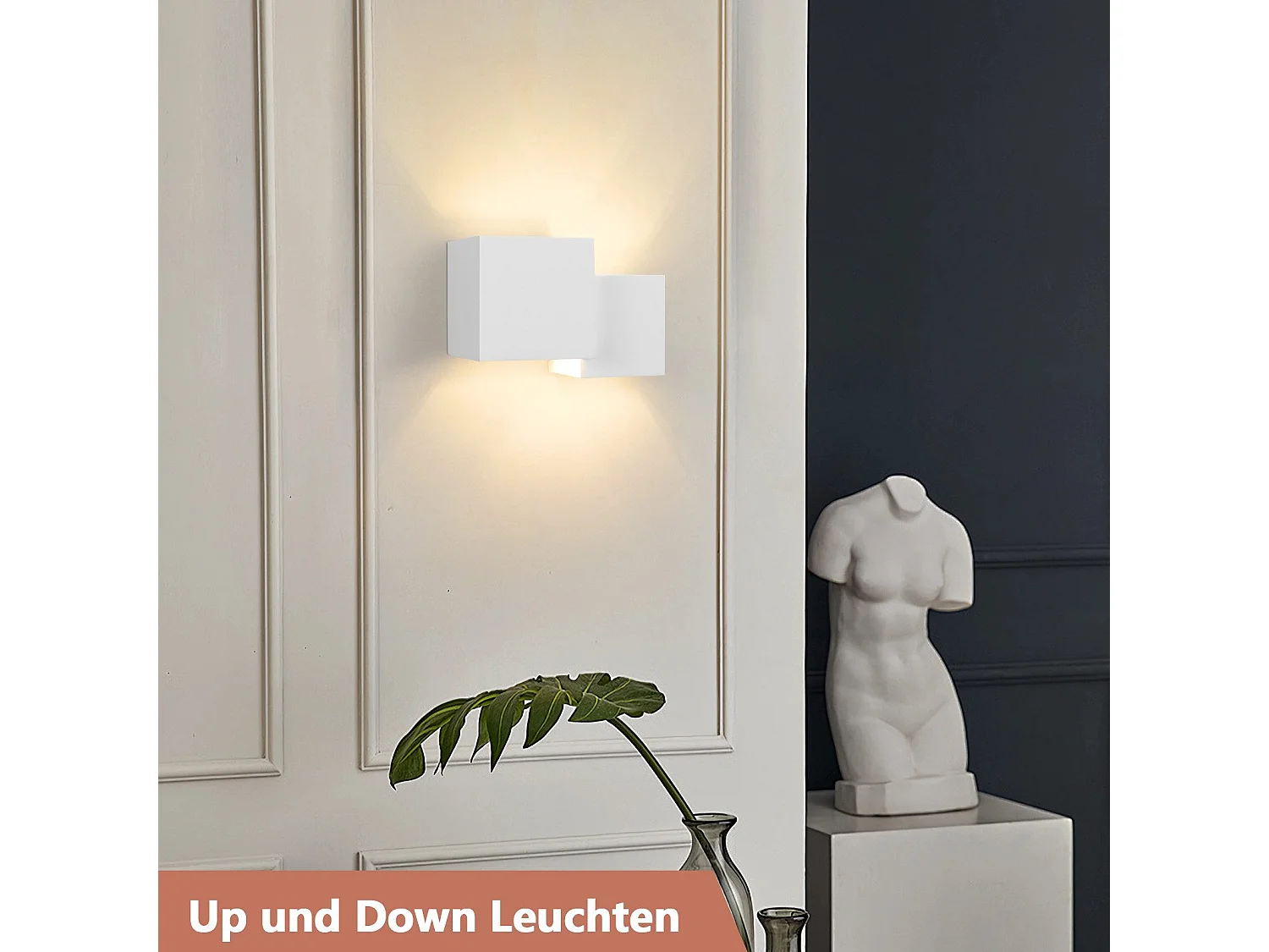 NETTLIFE Applique murale d'intérieur en plâtre blanc G9 moderne pour couloir, escalier, haut et bas