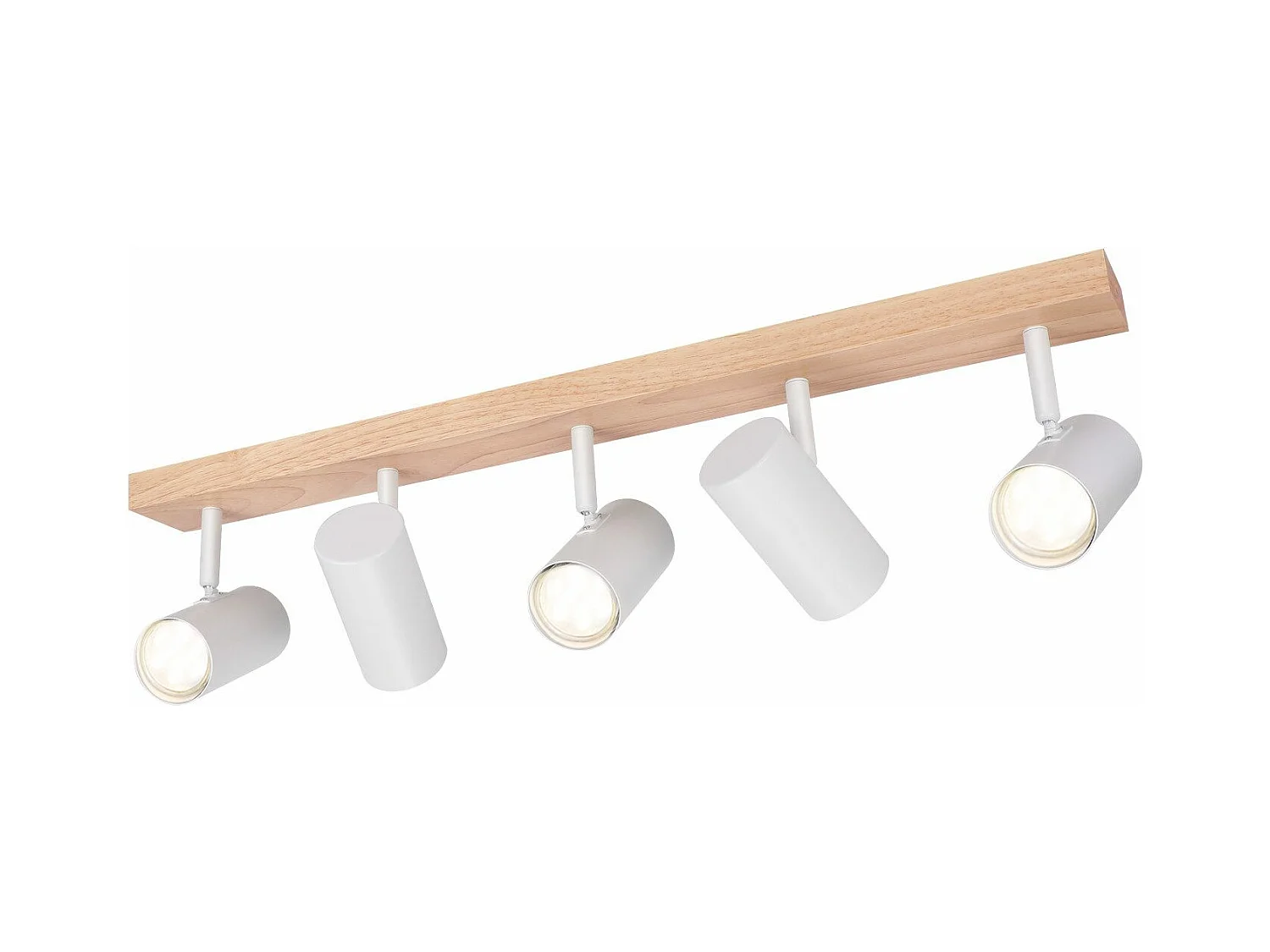 NETTLIFE Deckenstrahler 5 flammig weiß Holz Vintage GU10 schwenkbar 350°