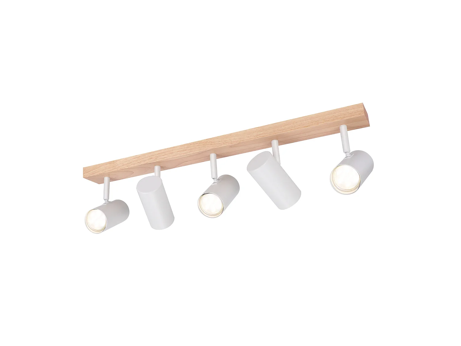 Nettlife Spot de Plafond 5 Flammes Bois Blanc Vintage GU10 Orientable 350° – Conception en bois massif – Très flexible – Utilisation multi-scènes