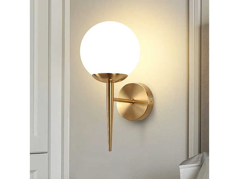 NETTLIFE Applique murale vintage boule de verre dorée E27 lampe murale d'intérieur chambre escalier