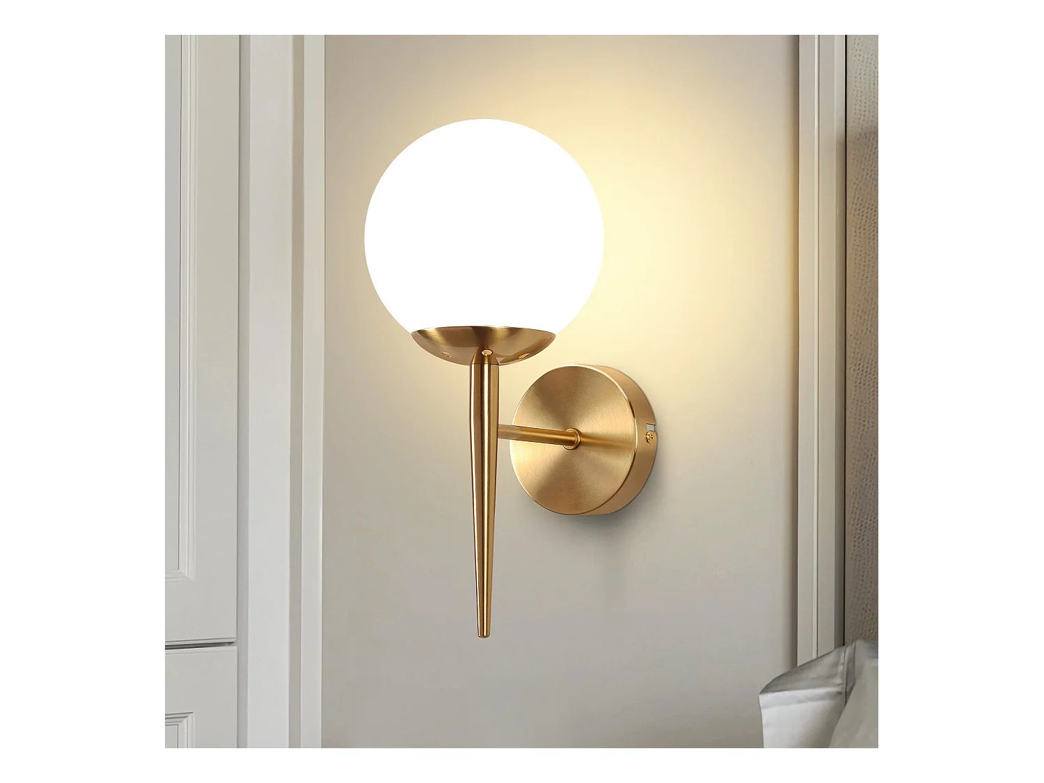 NETTLIFE Applique murale vintage boule de verre dorée E27 lampe murale d'intérieur chambre escalier