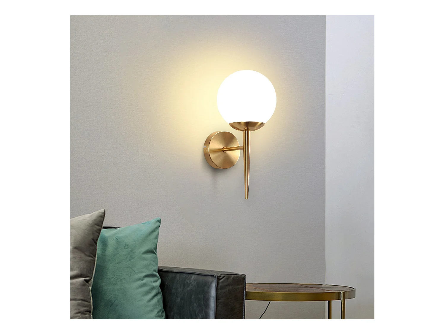 NETTLIFE Applique murale vintage boule de verre dorée E27 lampe murale d'intérieur chambre escalier