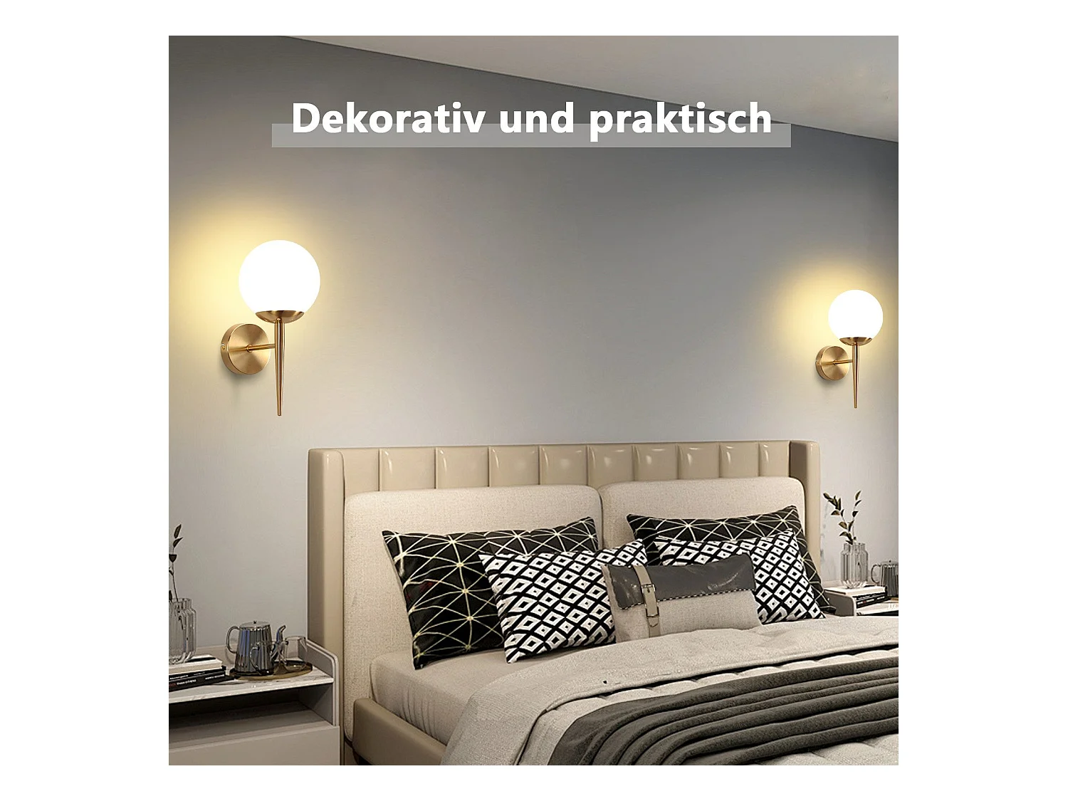 NETTLIFE Applique murale vintage boule de verre dorée E27 lampe murale d'intérieur chambre escalier