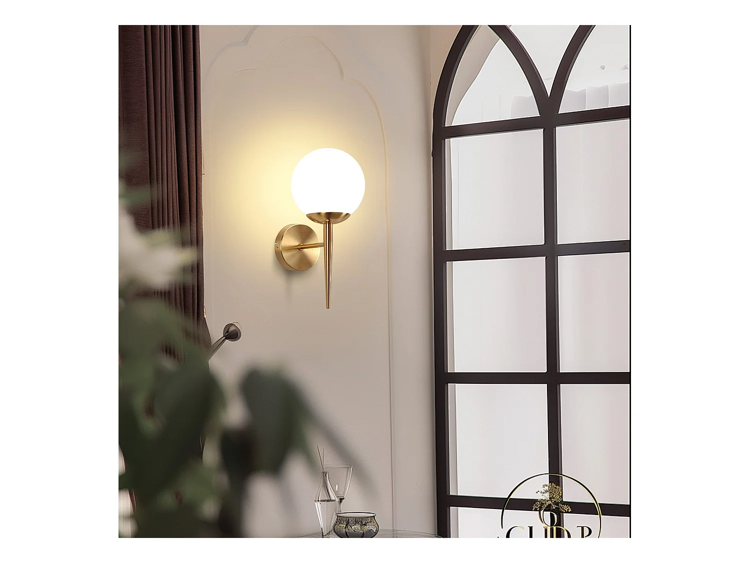 NETTLIFE Applique murale vintage boule de verre dorée E27 lampe murale d'intérieur chambre escalier