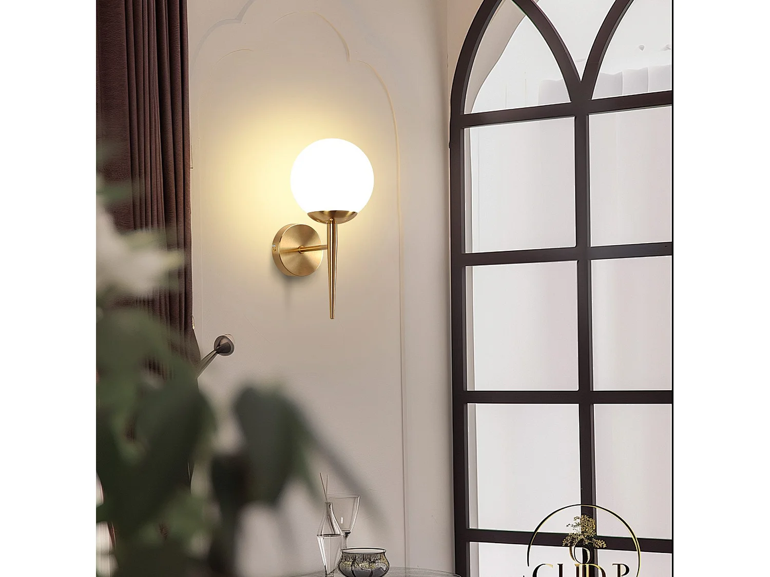 NETTLIFE Vintage Wandlamp Gouden Glazen Bol E27 Binnen Wandlamp Slaapkamer Trap