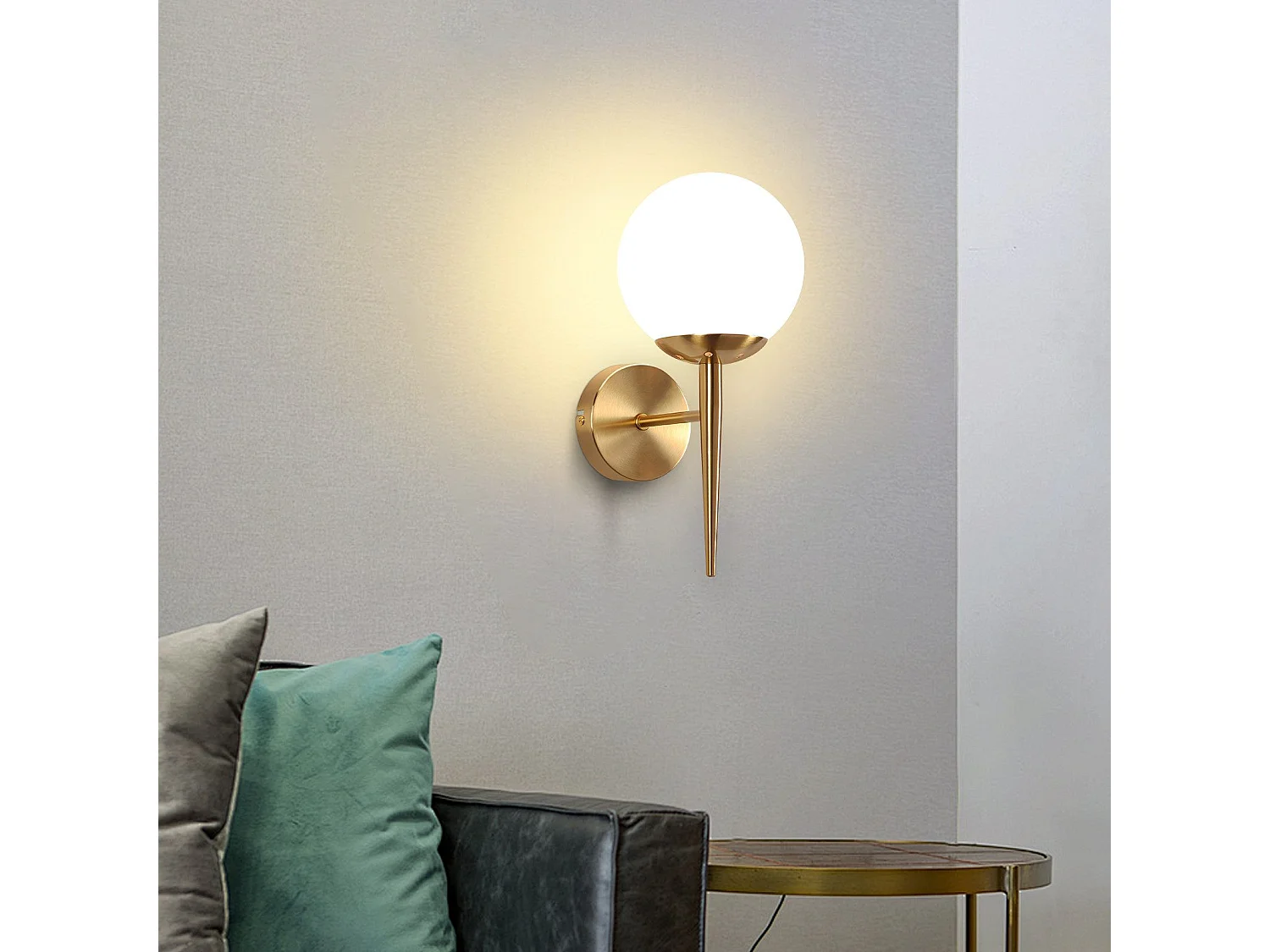 NETTLIFE Applique murale vintage boule de verre dorée E27 lampe murale d'intérieur chambre escalier