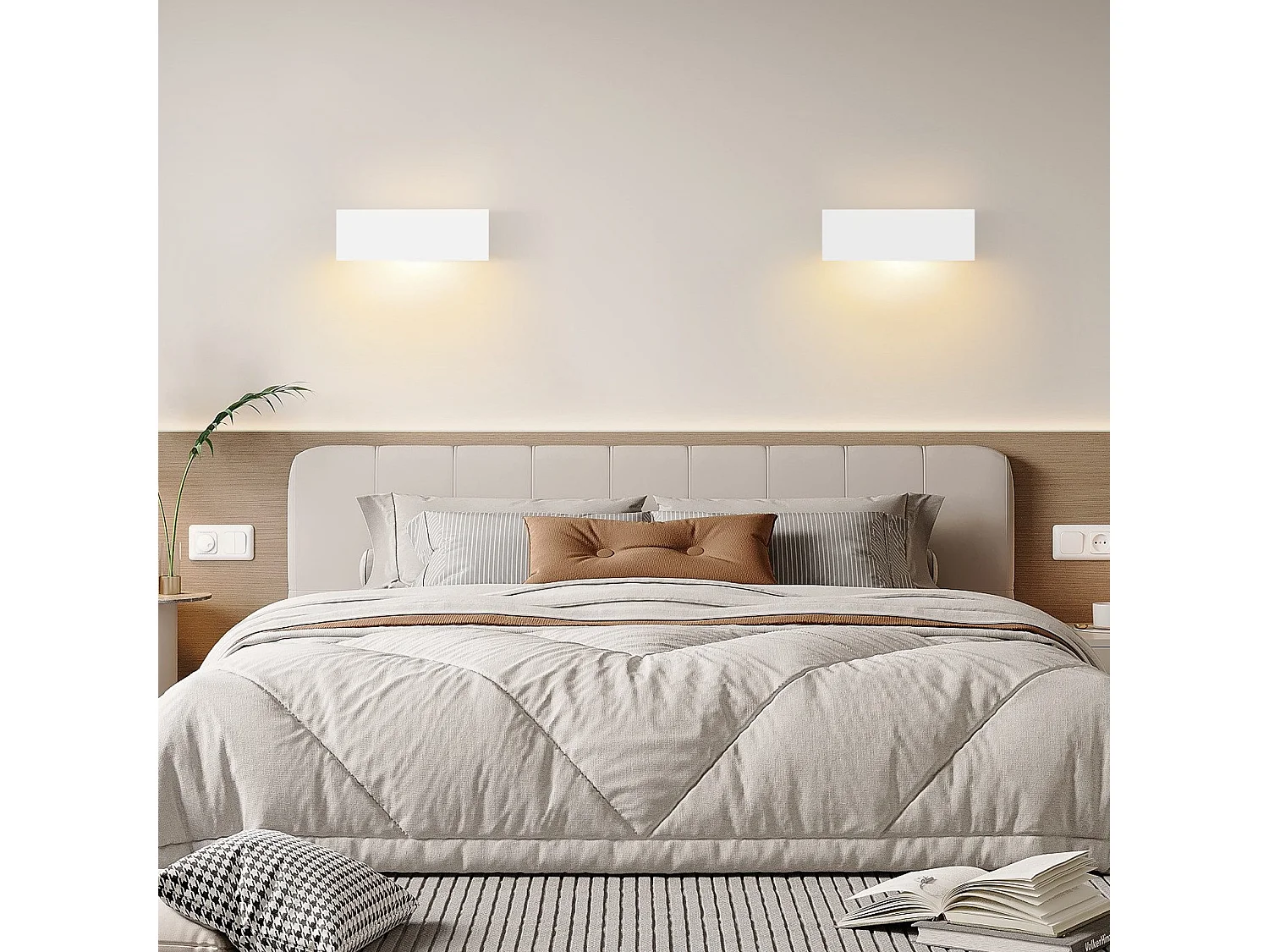 NETTLIFE Applique murale d'intérieur en plâtre blanc G9 moderne pour couloir, escalier, haut et bas