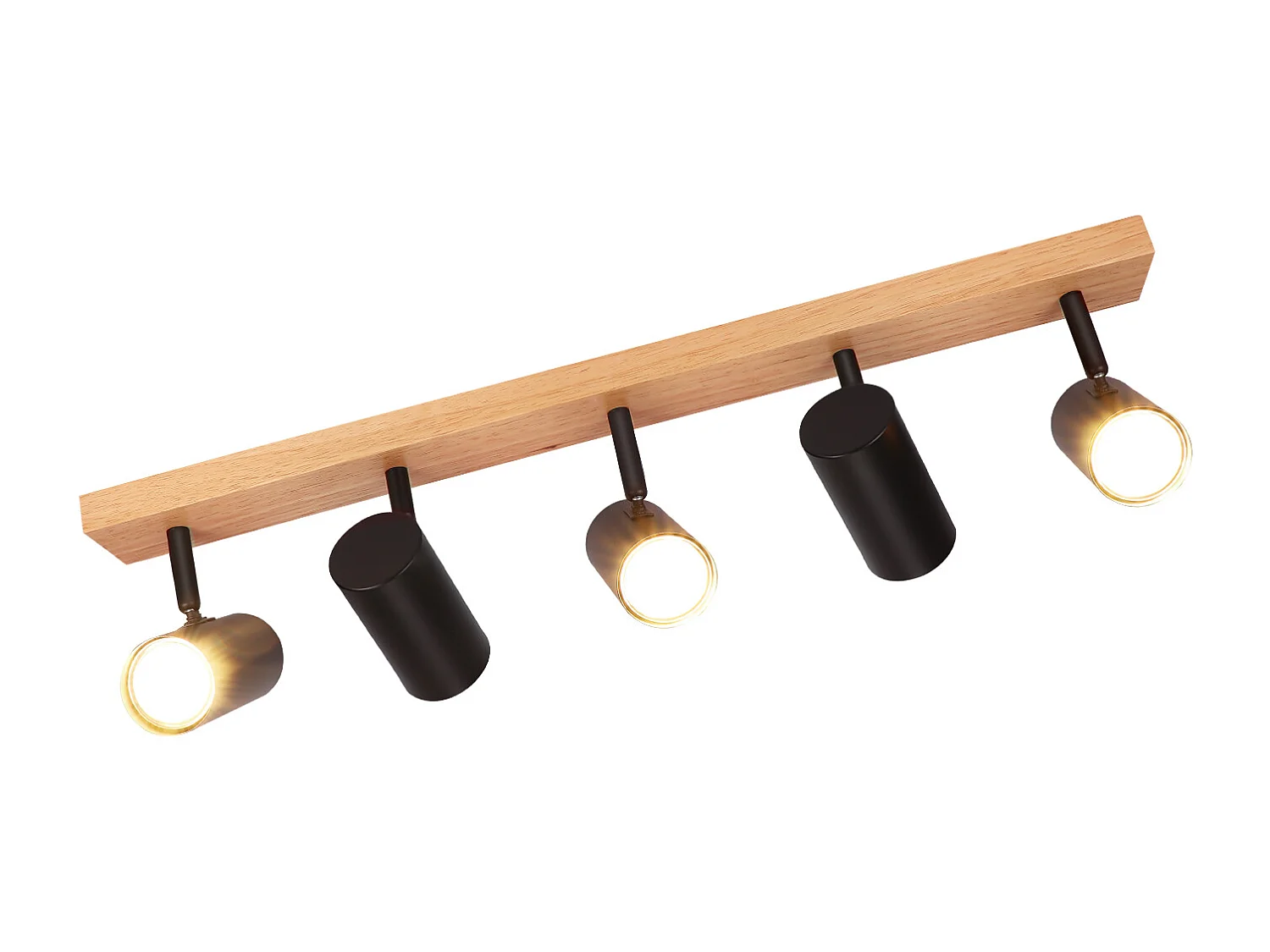 NETTLIFE Spot de Plafond 5 Flammes Bois Noir Vintage GU10 Orientable 350°