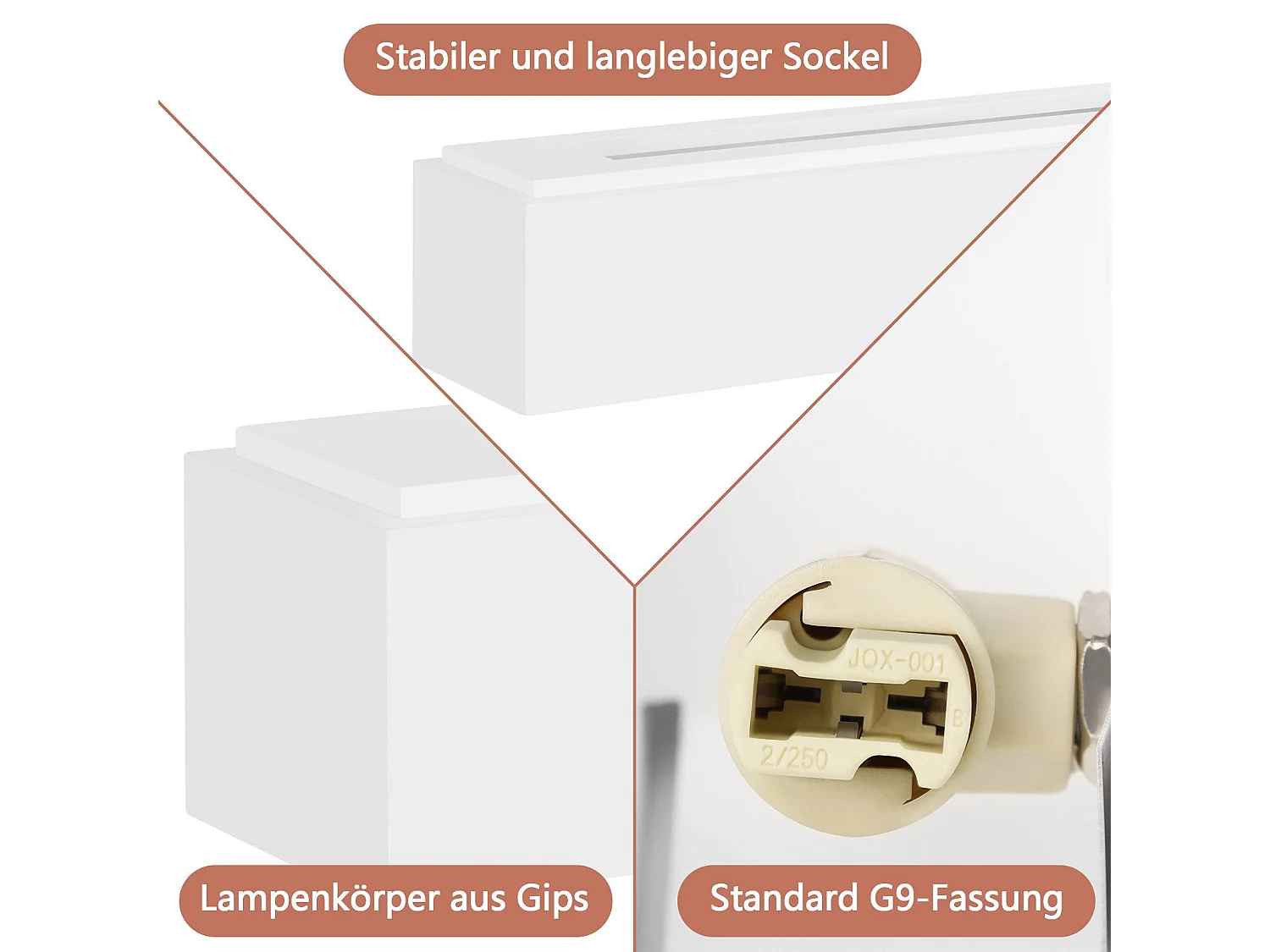 NETTLIFE Moderne G9 Wandleuchte aus weißem Gips für den Innenbereich, für Flur, Treppenhaus, auf und ab