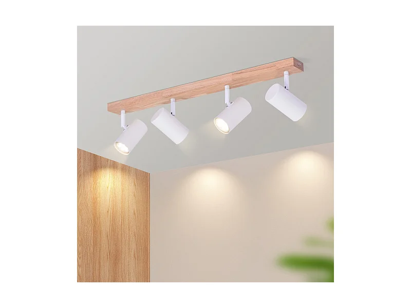 NETTLIFE 4-flammiger Deckenstrahler Schwarz Holz Vintage GU10 verstellbare Deckenleuchte 350° verstellbare Flurlampe