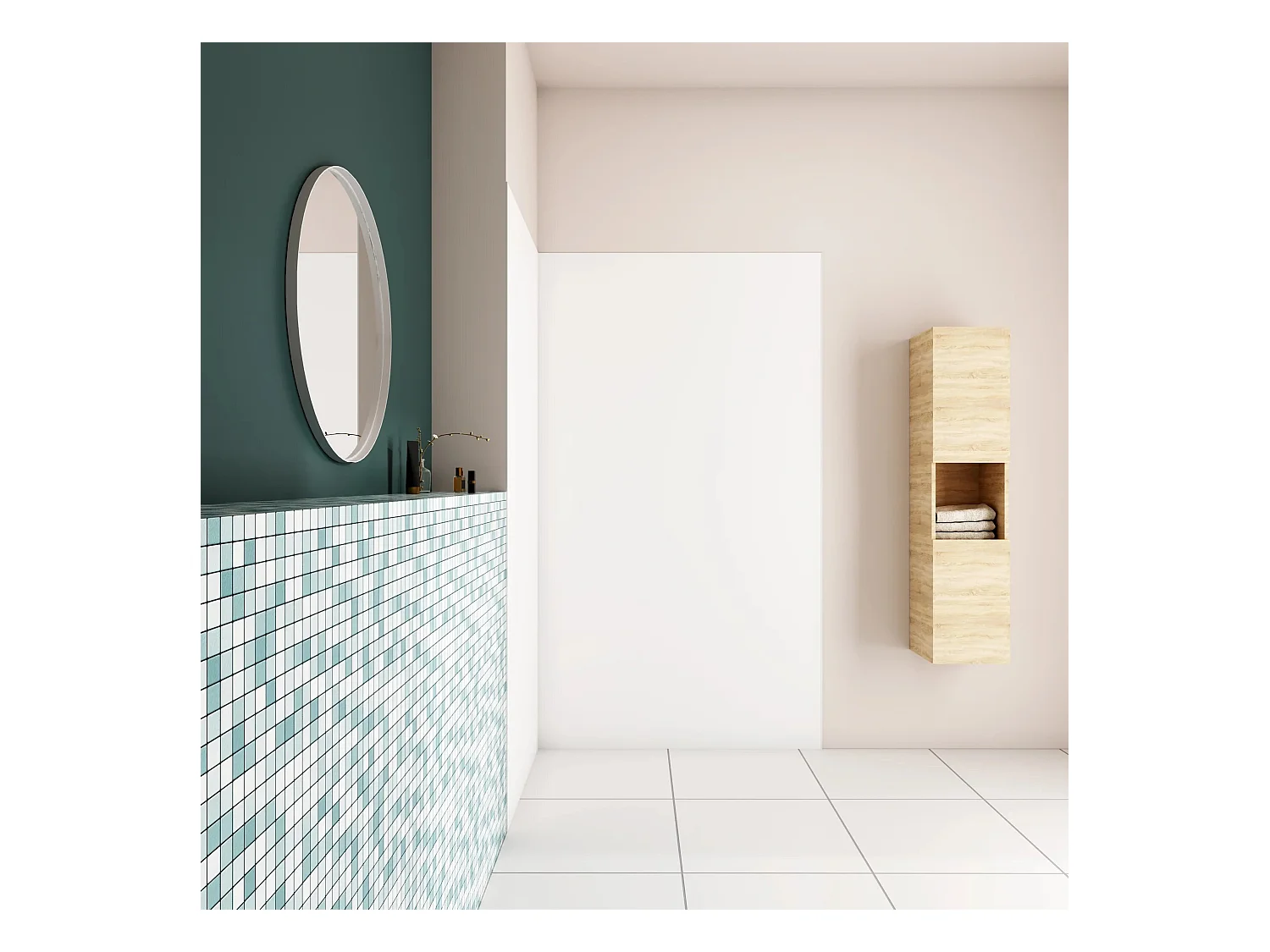 AICA Wit Douchewandpaneel 100x90x210cm, Badkamerwandpanelen Aluminium Wandbekleding, met 2 Afwerkingsprofielen