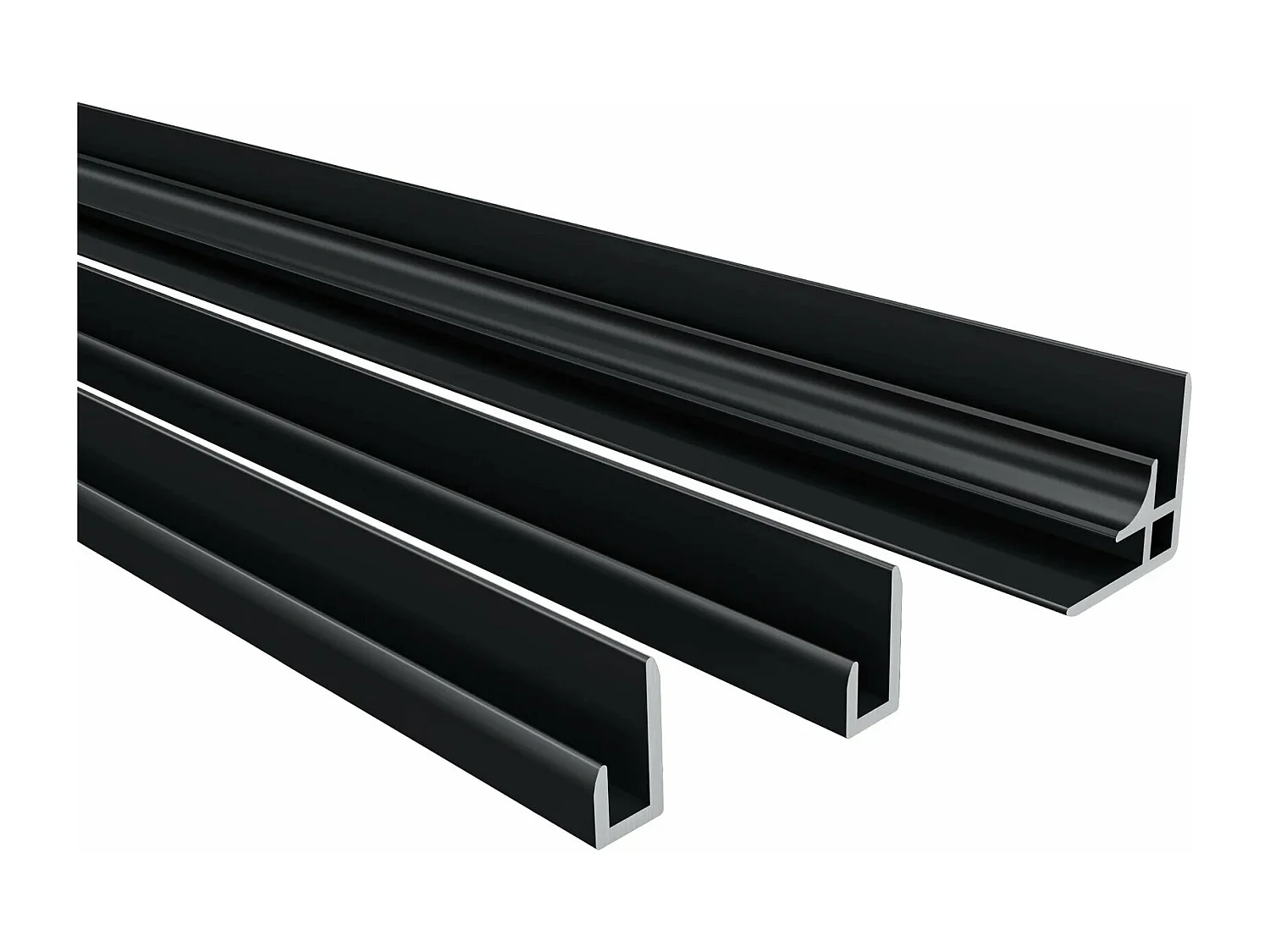 AICA Douchewandpaneel Zwart 120x100x210cm, Badkamerwandpanelen aluminium wandbekleding, met 2 afwerkprofielen