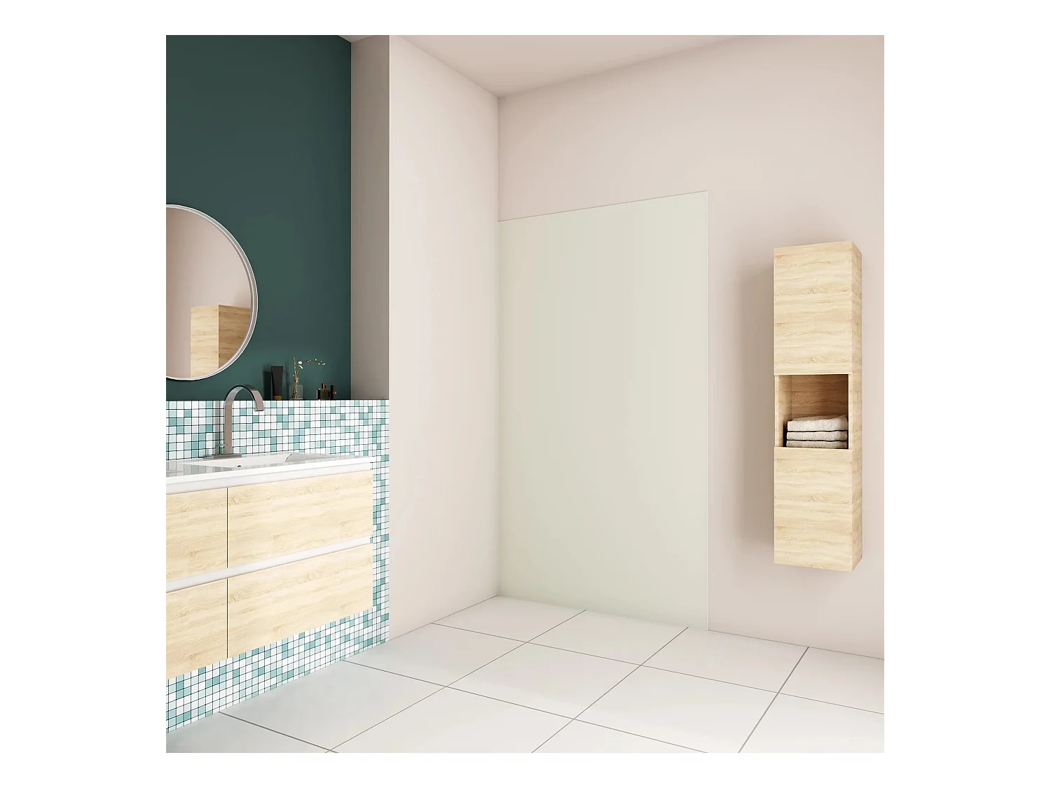 AICA Panneau mural de douche Ivoire 100x210cm,Panneaux muraux salle de bain habillage mural aluminium