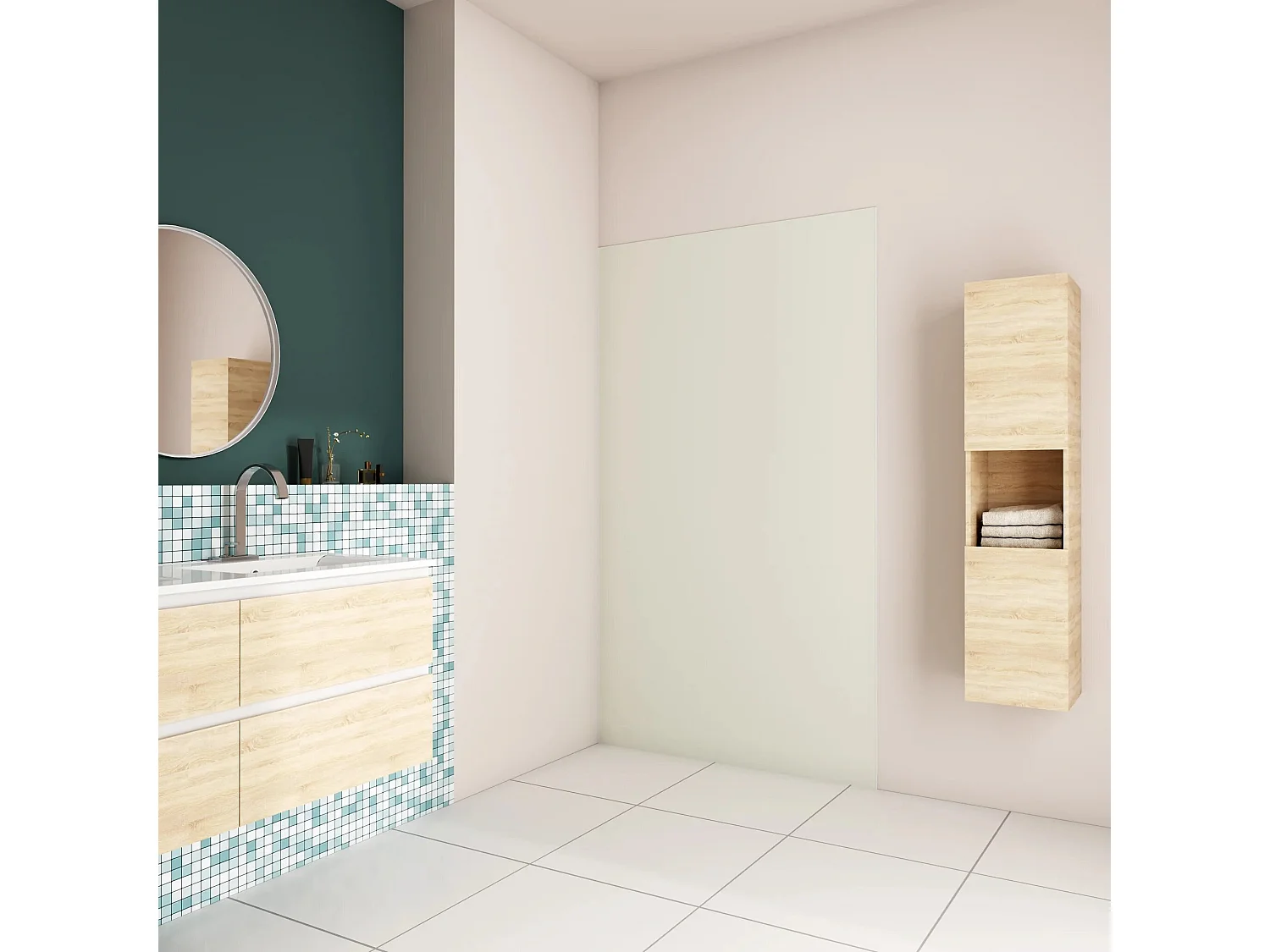 AICA Panneau mural de douche Ivoire 80x210cm,Panneaux muraux salle de bain habillage mural aluminium