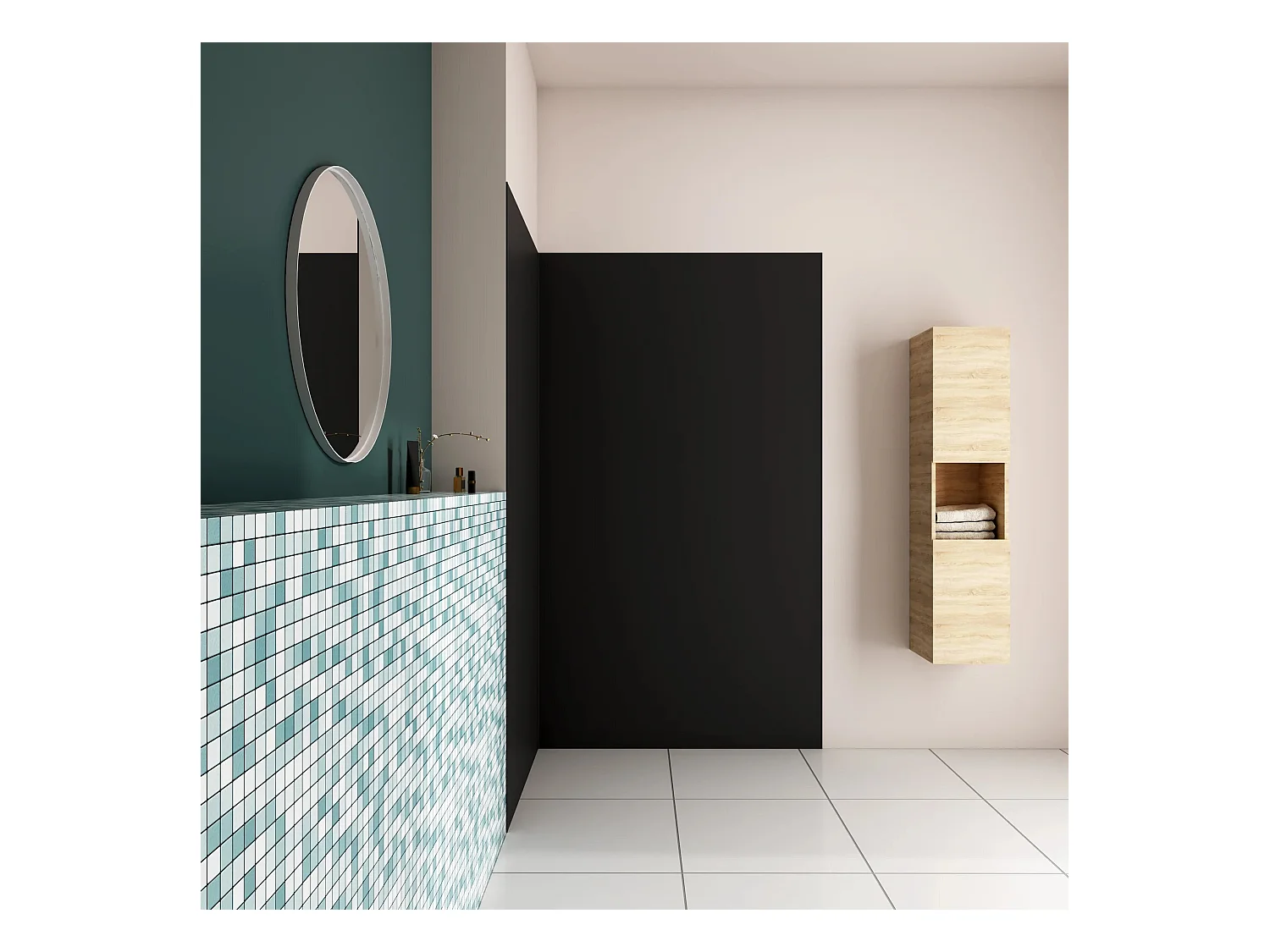 AICA Panneau mural de douche Noir 120x90x210cm,Panneaux muraux salle de bain habillage mural aluminium,avec 2 profilés de finition