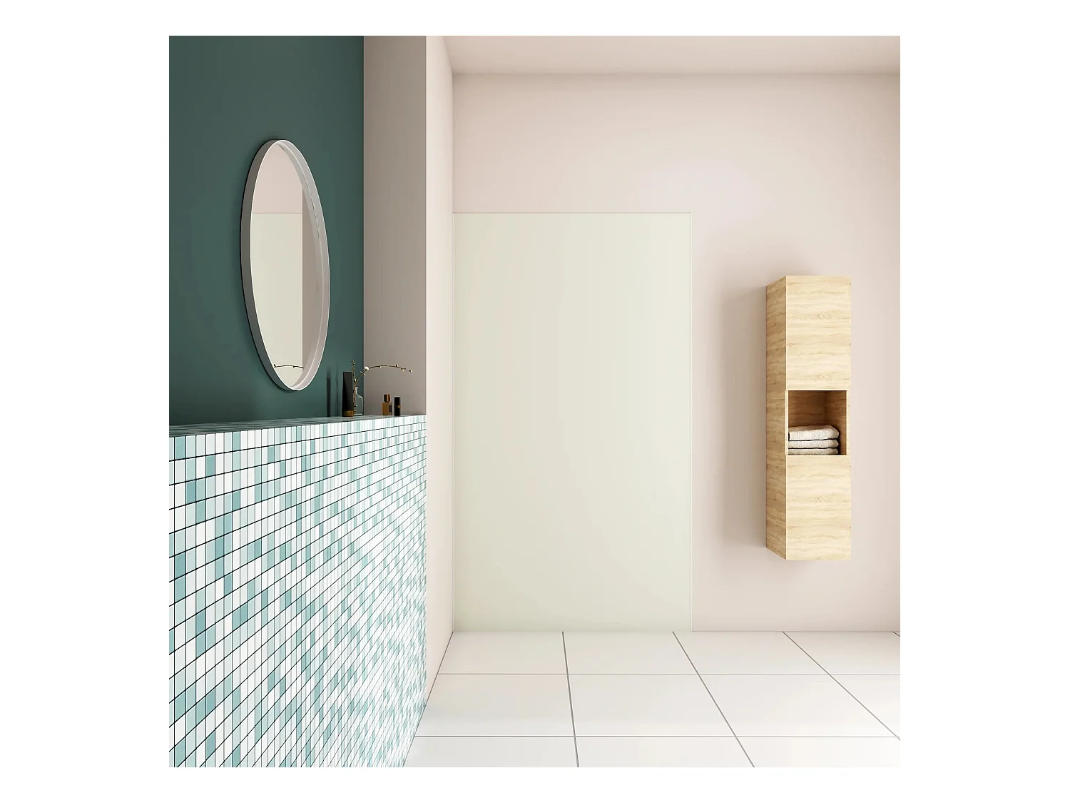 AICA Panneau mural de douche Ivoire 80x210cm,Panneaux muraux salle de bain habillage mural aluminium,avec 2 profilés de finition