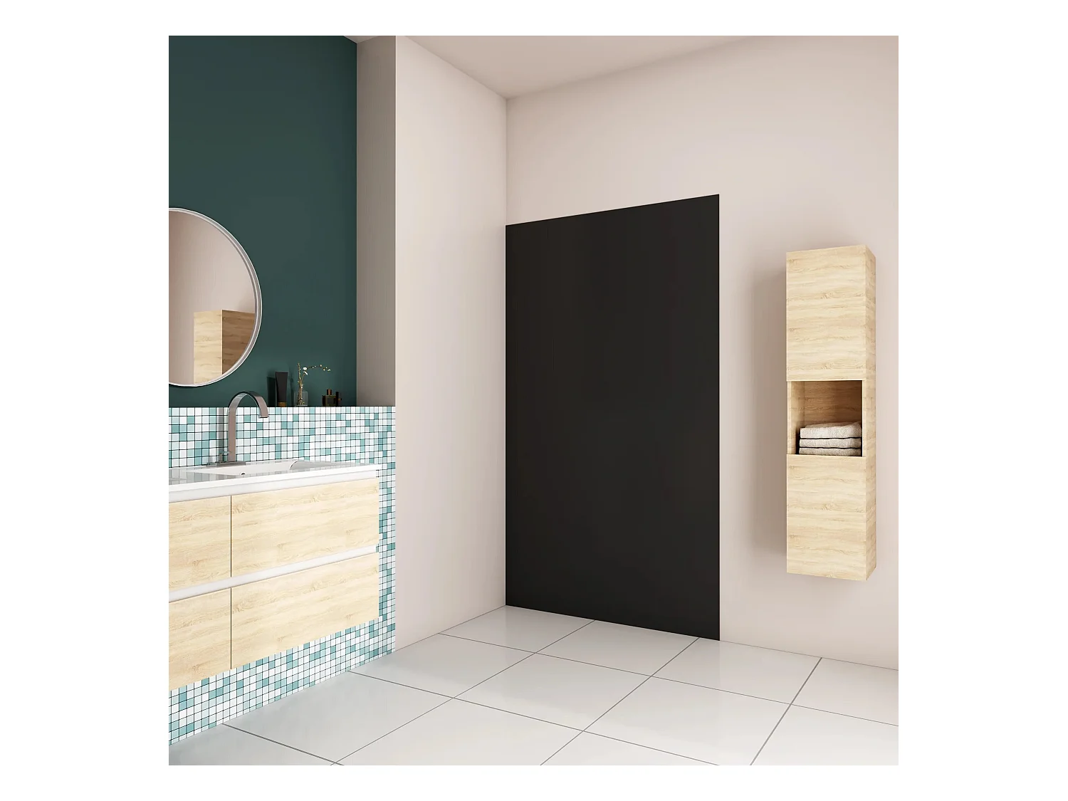 AICA Panneau mural de douche Noir 100x210cm,Panneaux muraux salle de bain habillage mural aluminium