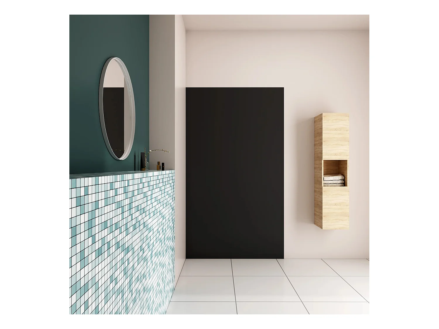 AICA Panneau mural de douche Noir 90x210cm,Panneaux muraux salle de bain habillage mural aluminium,avec 2 profilés de finition