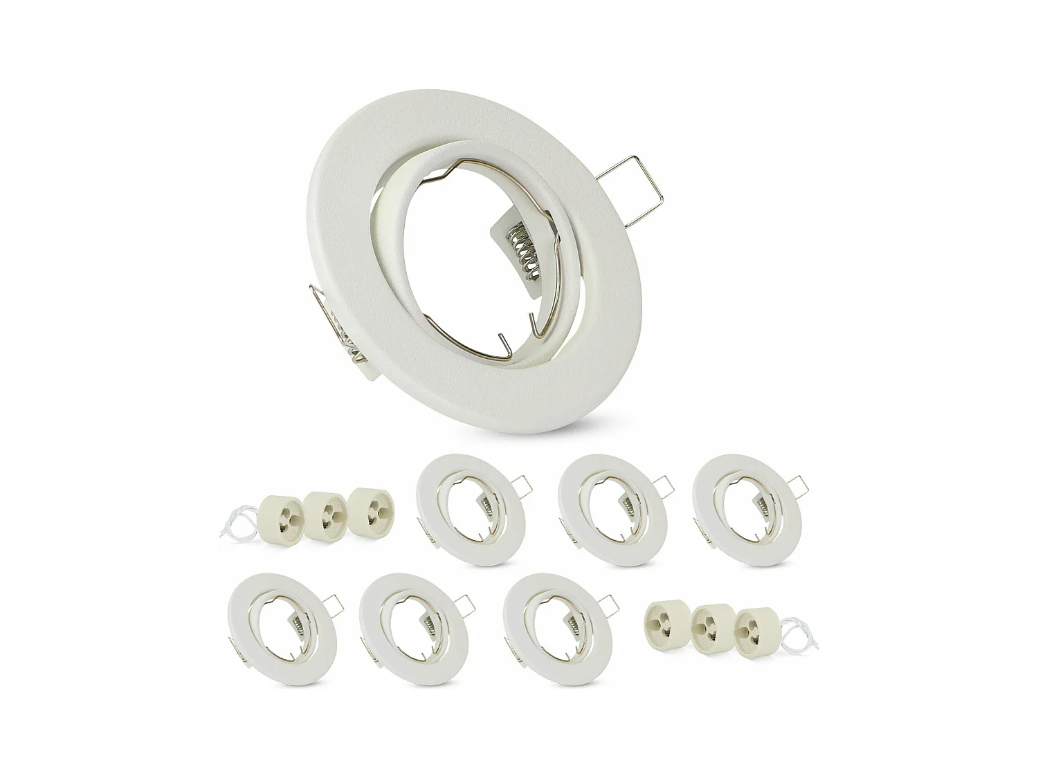 NETTLIFE Cadre encastrable lot de 6 spots encastrables GU10 cadre encastrable blanc 50mm rond en métal