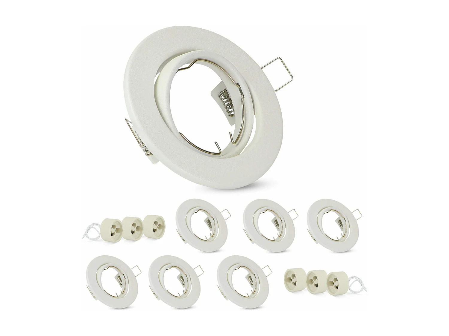 NETTLIFE Cadre encastrable lot de 6 spots encastrables GU10 cadre encastrable blanc 50mm rond en métal