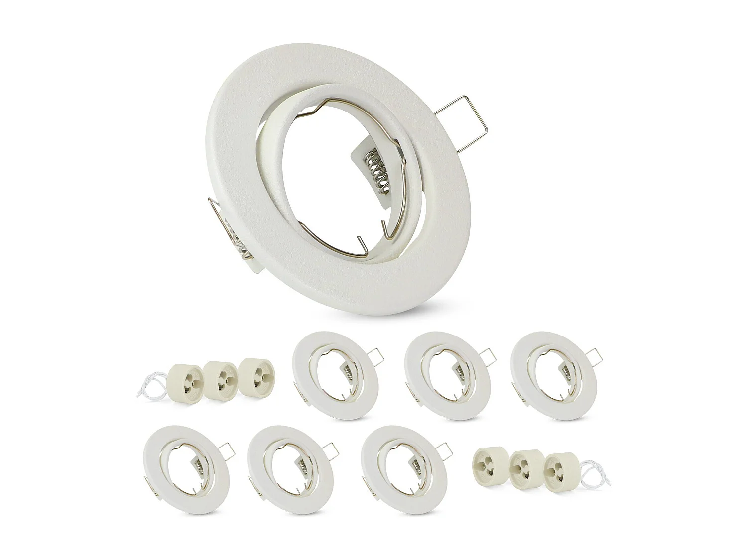 NETTLIFE Cadre encastrable lot de 6 spots encastrables GU10 cadre encastrable blanc 50mm rond en métal