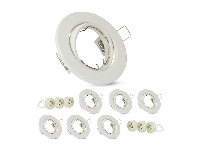 NETTLIFE Cadre encastrable lot de 6 spots encastrables GU10 cadre encastrable blanc 50mm rond en métal