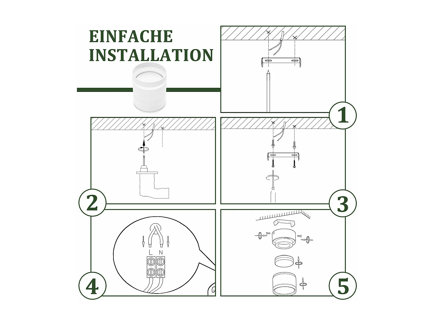 NETTLIFE LED Aufbaustrahler rund Deckenstrahler weiß 5W Aufbaustrahler klein Acryl
