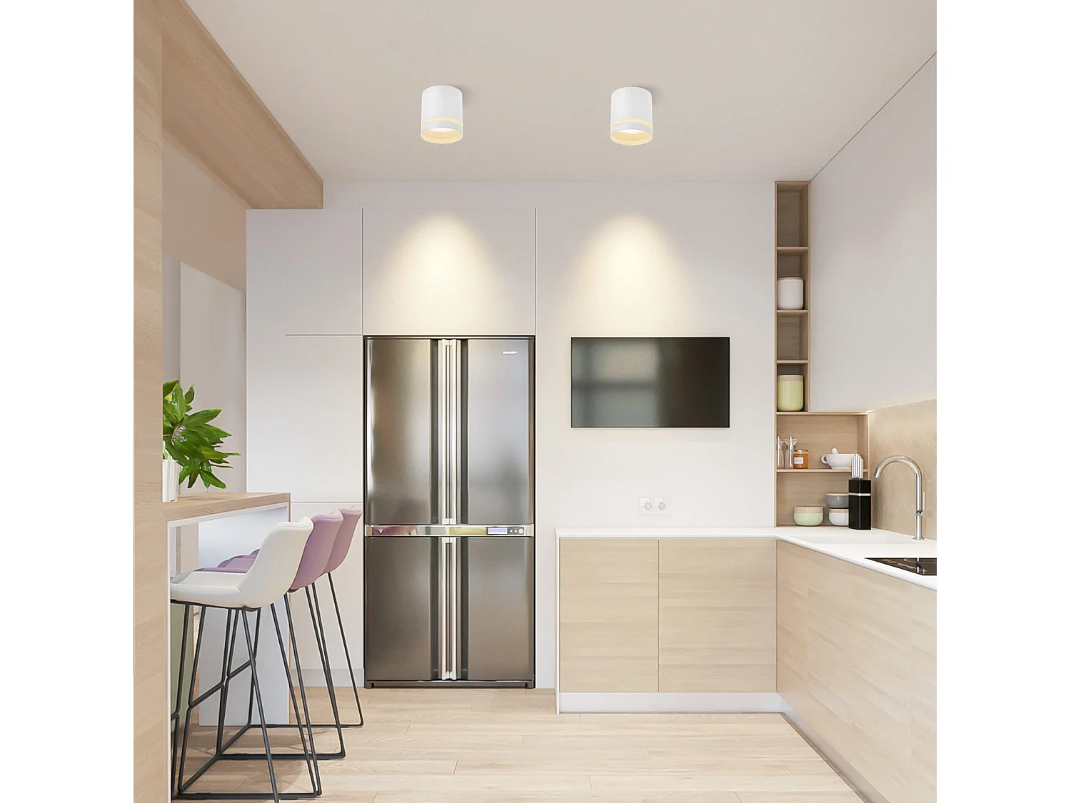 NETTLIFE Spot en saillie LED Spot de plafond rond blanc 5W spot en saillie petit acrylique