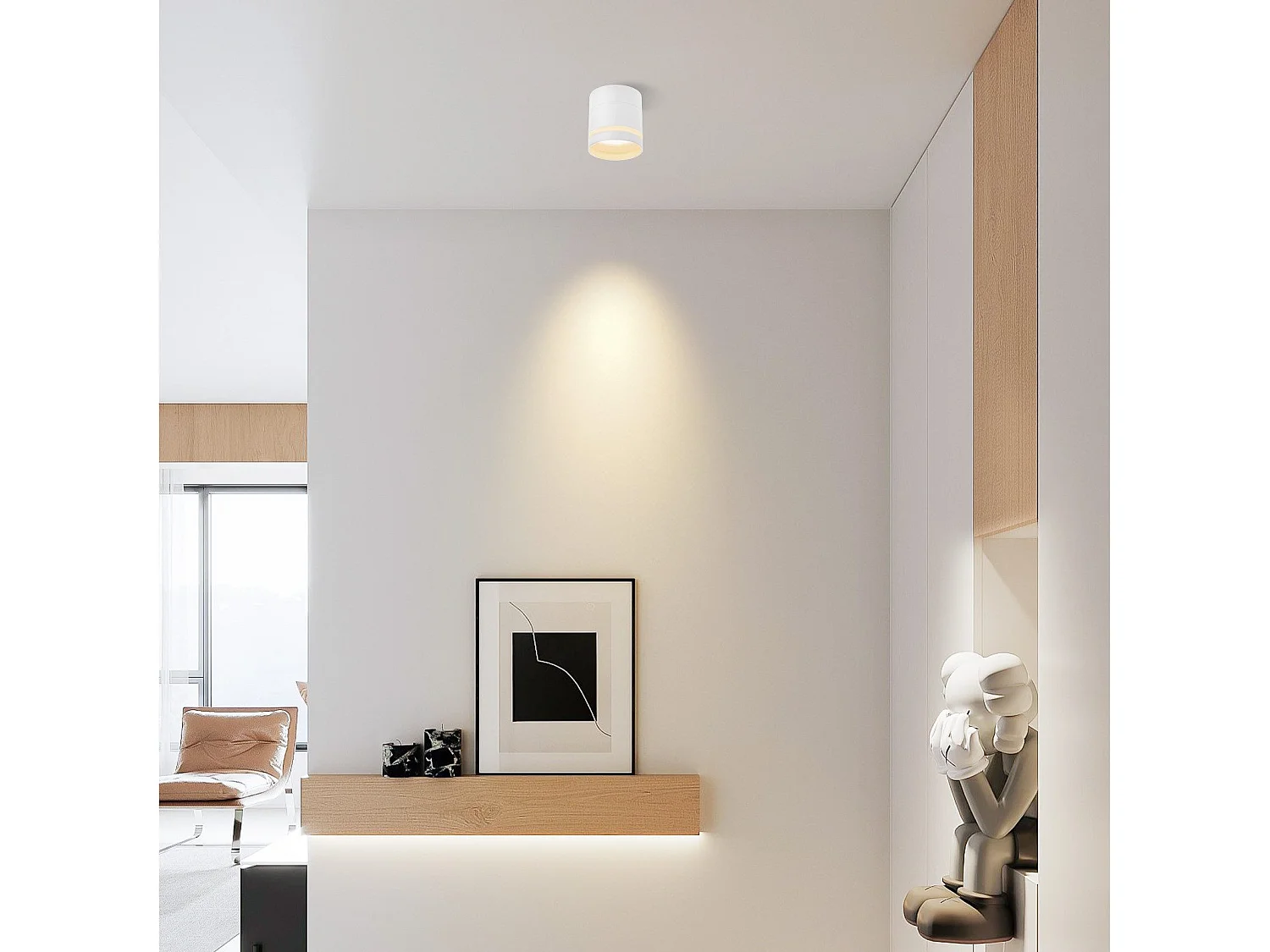 NETTLIFE Spot en saillie LED Spot de plafond rond blanc 5W spot en saillie petit acrylique
