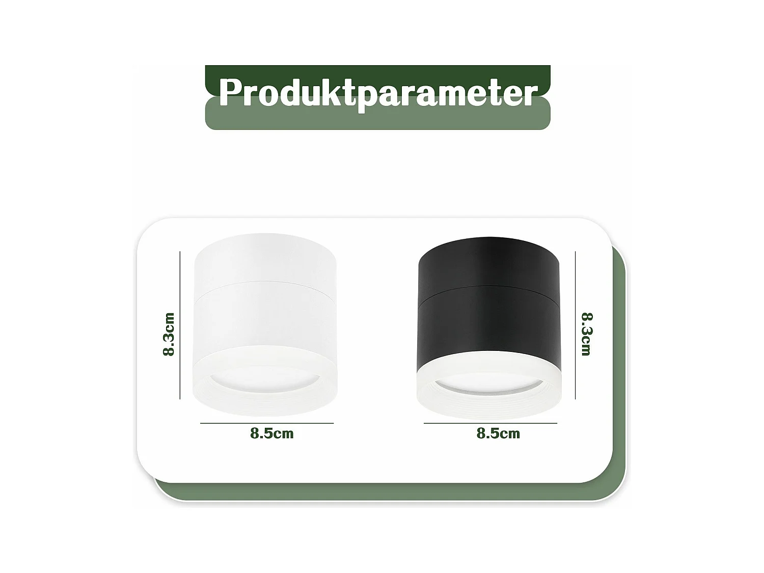 NETTLIFE Spot en saillie LED spot de plafond rond noir 5W spot en saillie petit acrylique