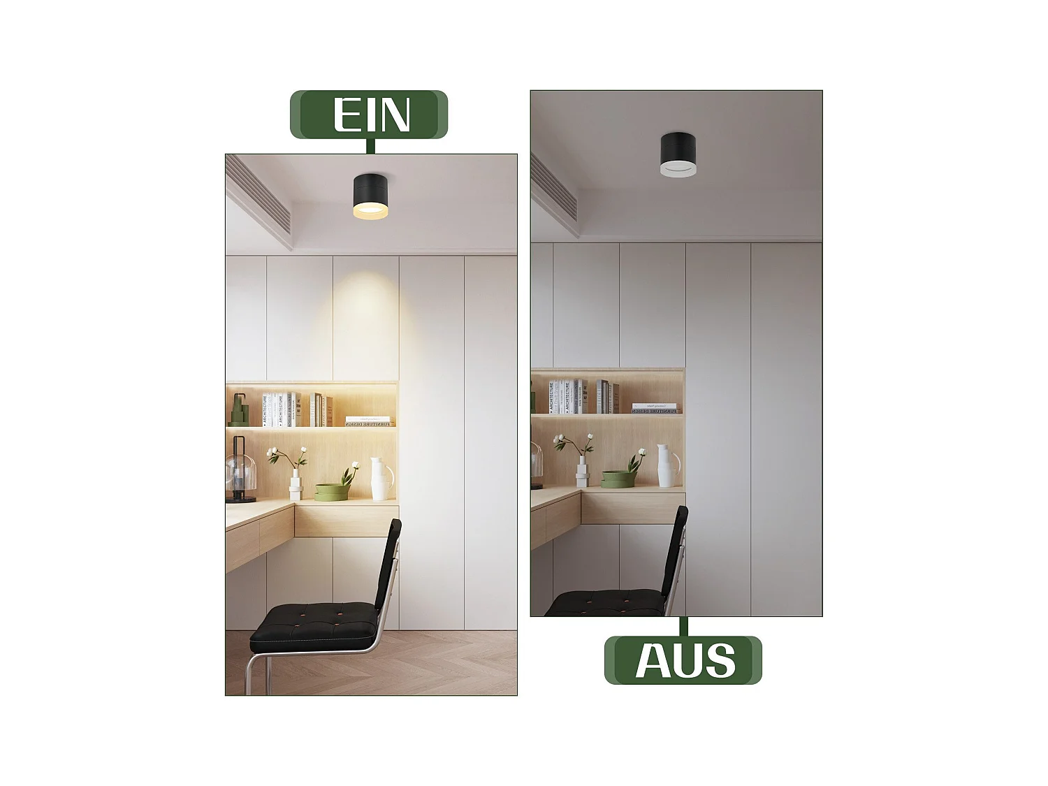 NETTLIFE Spot en saillie LED spot de plafond rond noir 5W spot en saillie petit acrylique
