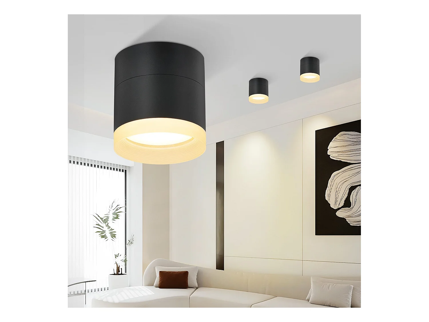 NETTLIFE Spot en saillie LED spot de plafond rond noir 5W spot en saillie petit acrylique