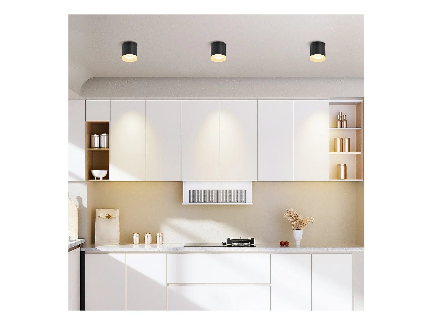 NETTLIFE Spot en saillie LED spot de plafond rond noir 5W spot en saillie petit acrylique