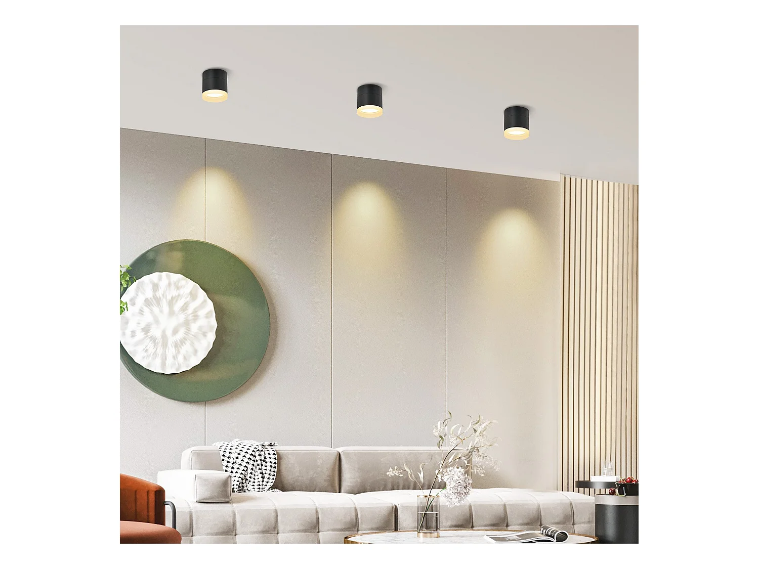 NETTLIFE Spot en saillie LED spot de plafond rond noir 5W spot en saillie petit acrylique