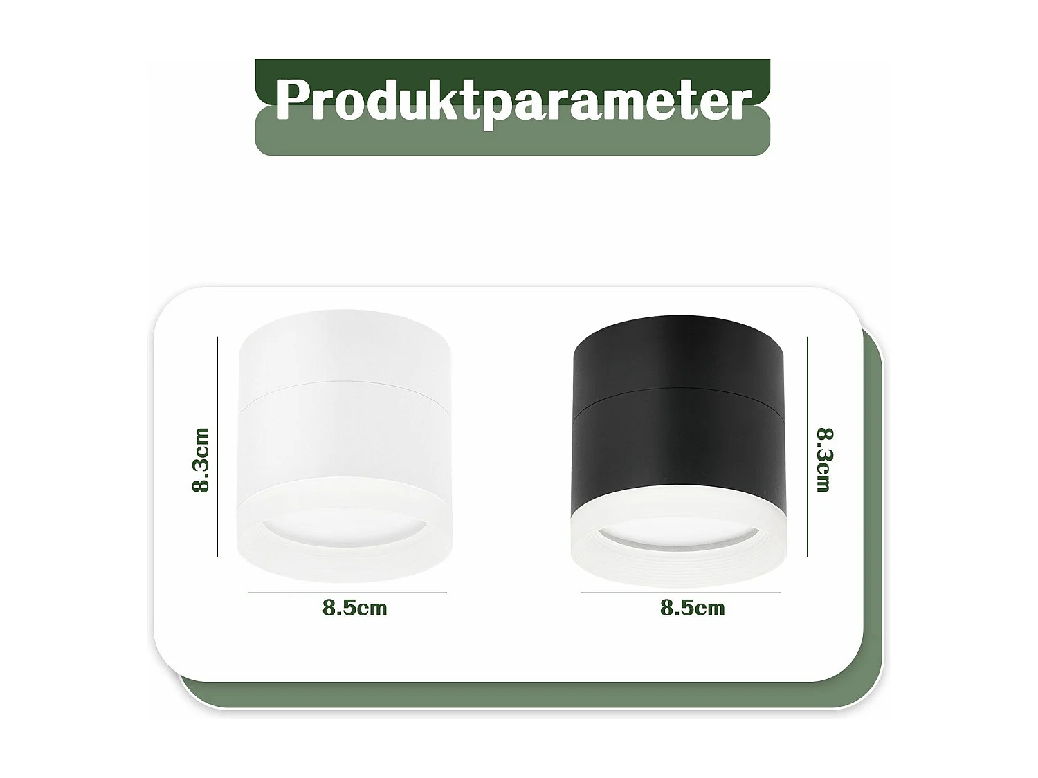 NETTLIFE Spot en saillie LED spot de plafond rond noir 5W spot en saillie petit acrylique
