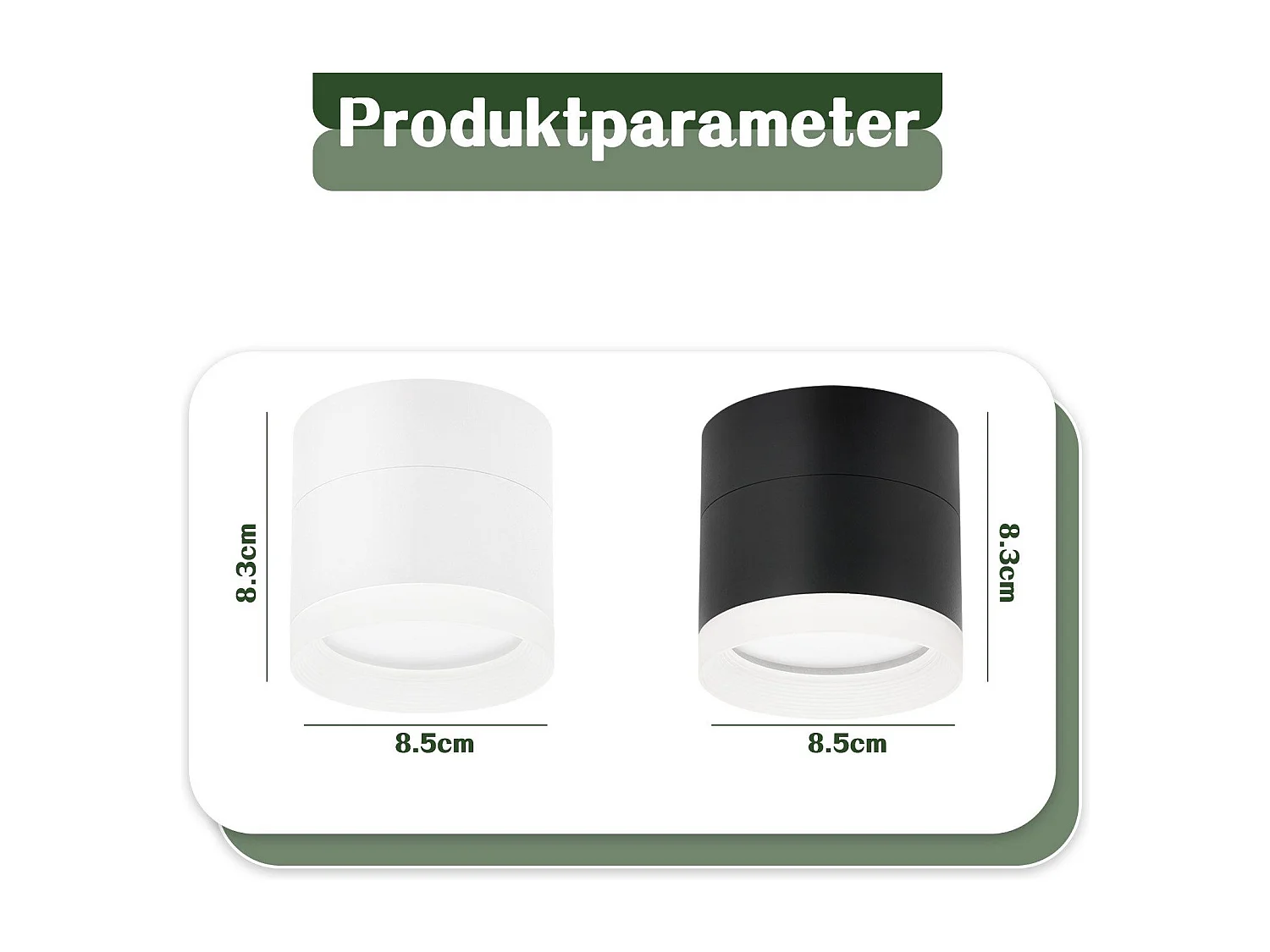 NETTLIFE Spot en saillie LED spot de plafond rond noir 5W spot en saillie petit acrylique
