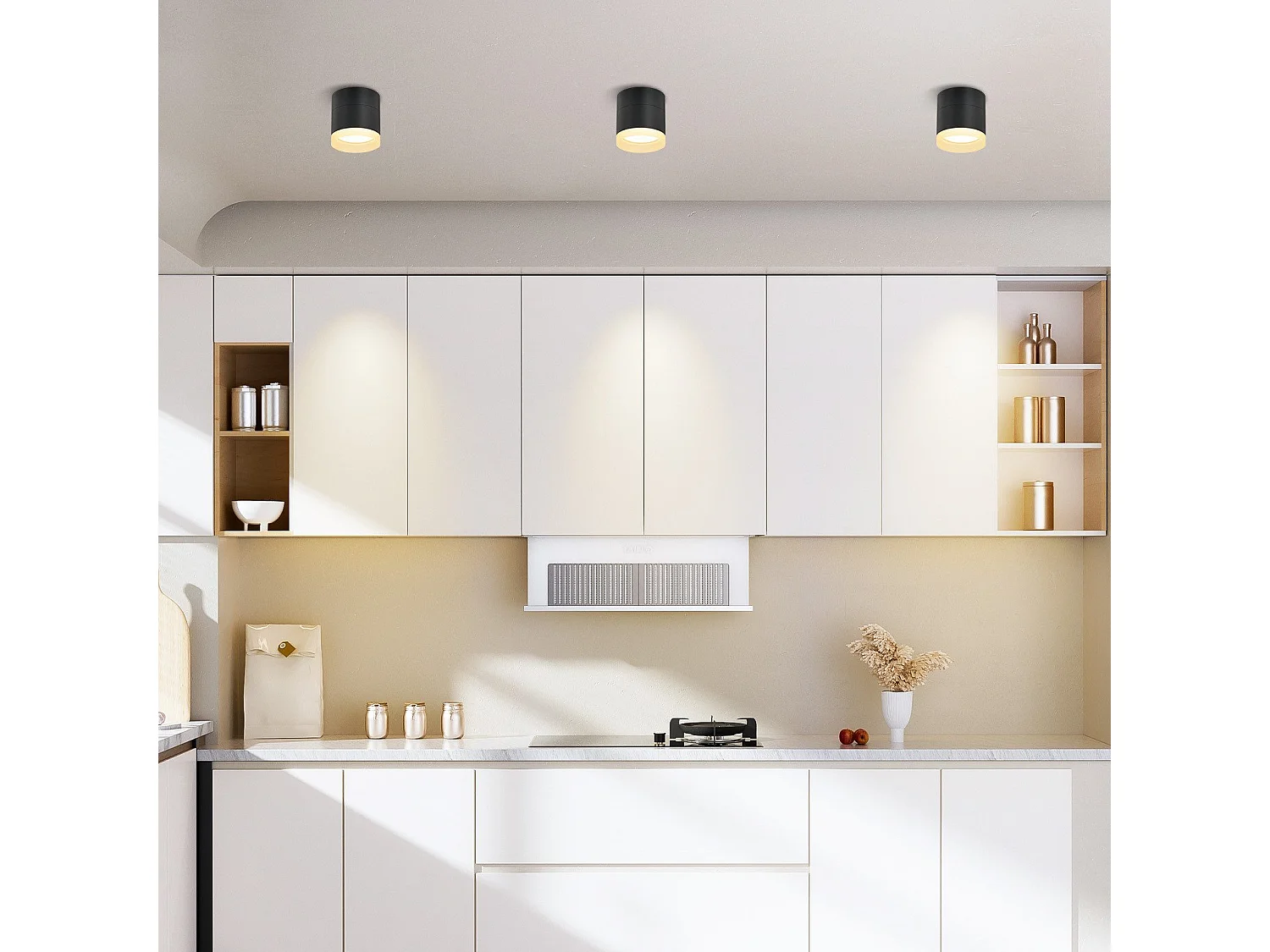 NETTLIFE Spot en saillie LED spot de plafond rond noir 5W spot en saillie petit acrylique