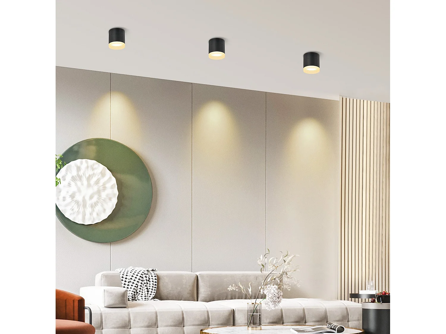 NETTLIFE Spot en saillie LED spot de plafond rond noir 5W spot en saillie petit acrylique