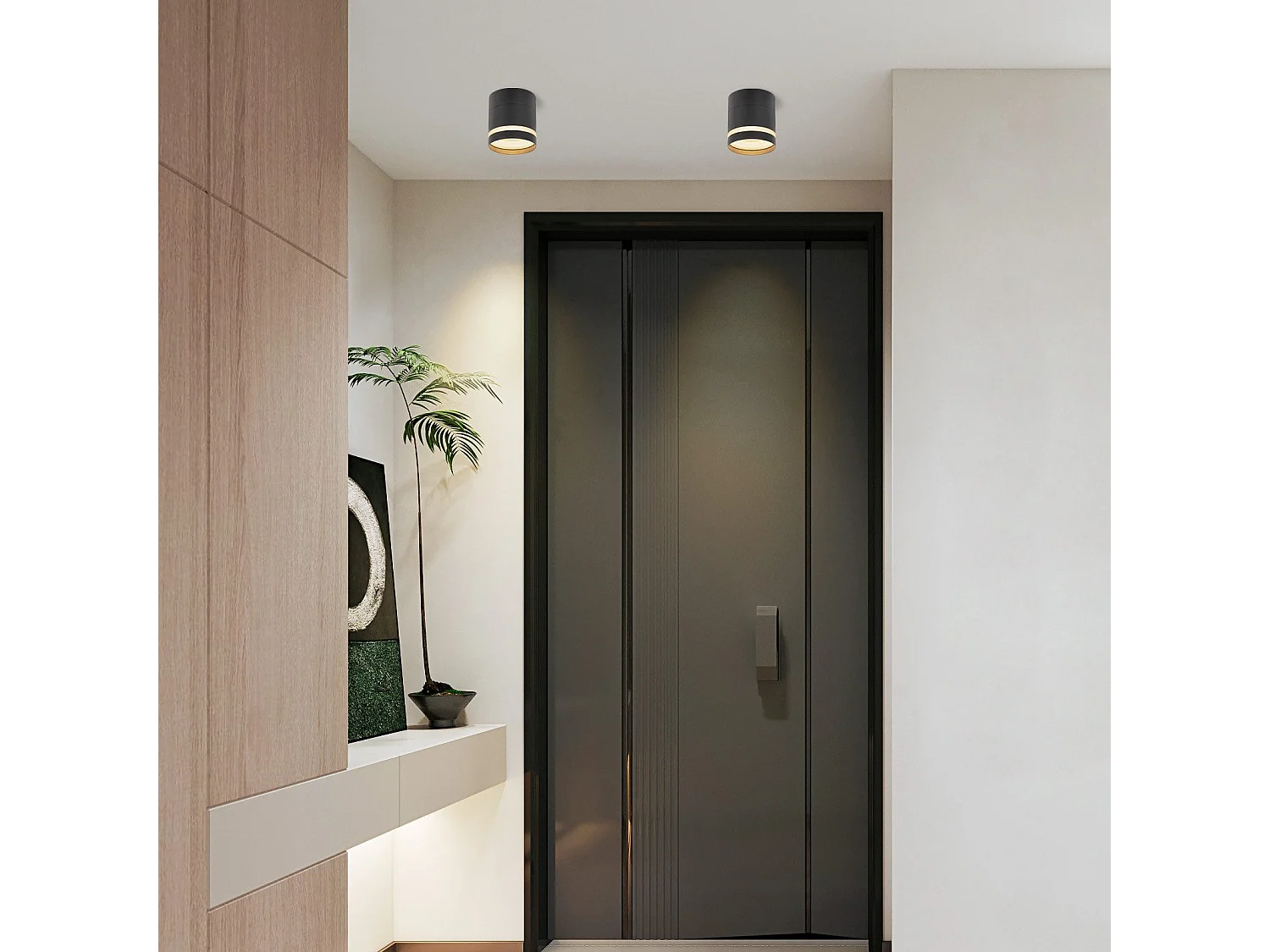 NETTLIFE Spot en saillie LED spot de plafond rond noir 5W spot en saillie petit acrylique