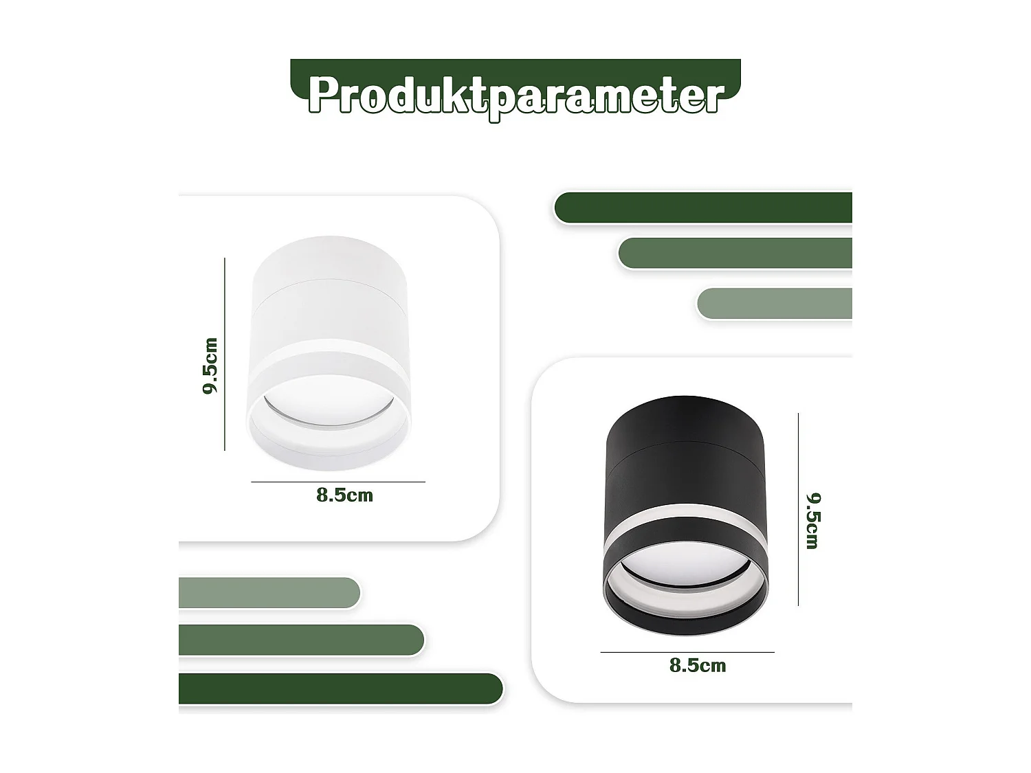 NETTLIFE Spot en saillie LED spot de plafond rond noir 5W spot en saillie petit acrylique