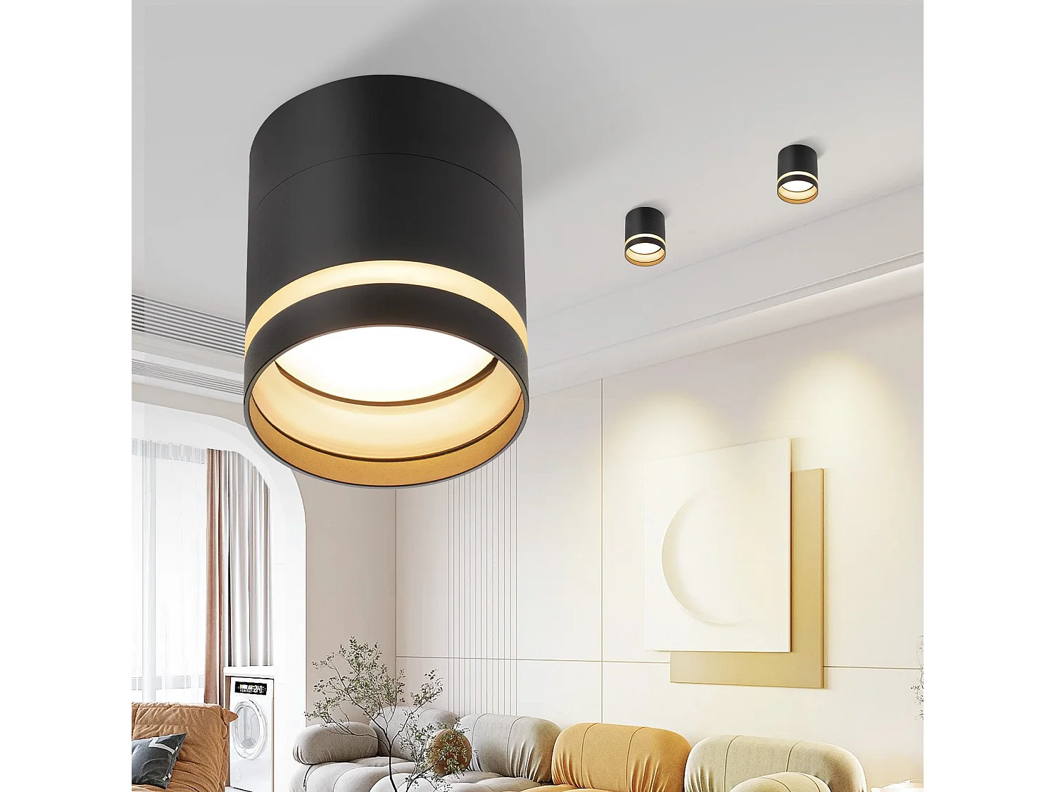 NETTLIFE Spot en saillie LED spot de plafond rond noir 5W spot en saillie petit acrylique