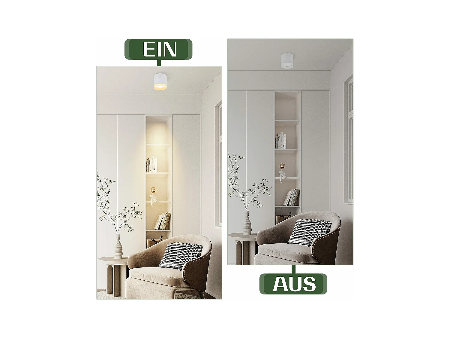 NETTLIFE Spot en saillie LED Spot de plafond rond blanc 5W spot en saillie petit acrylique