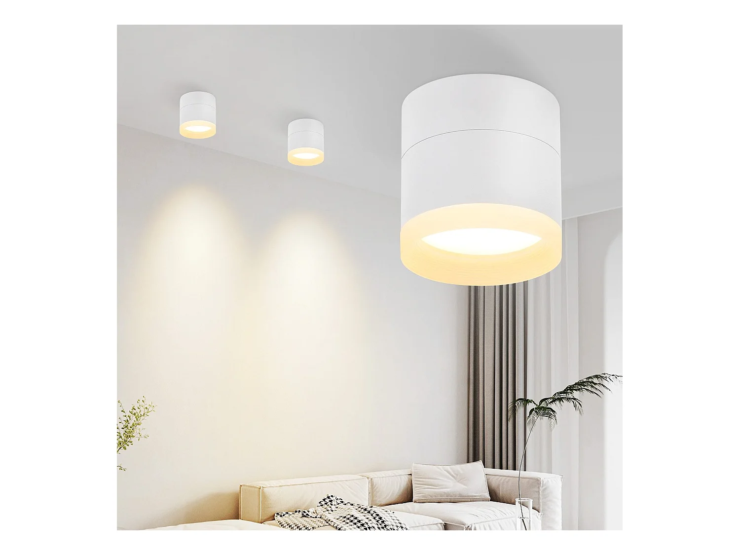 NETTLIFE Spot en saillie LED Spot de plafond rond blanc 5W spot en saillie petit acrylique