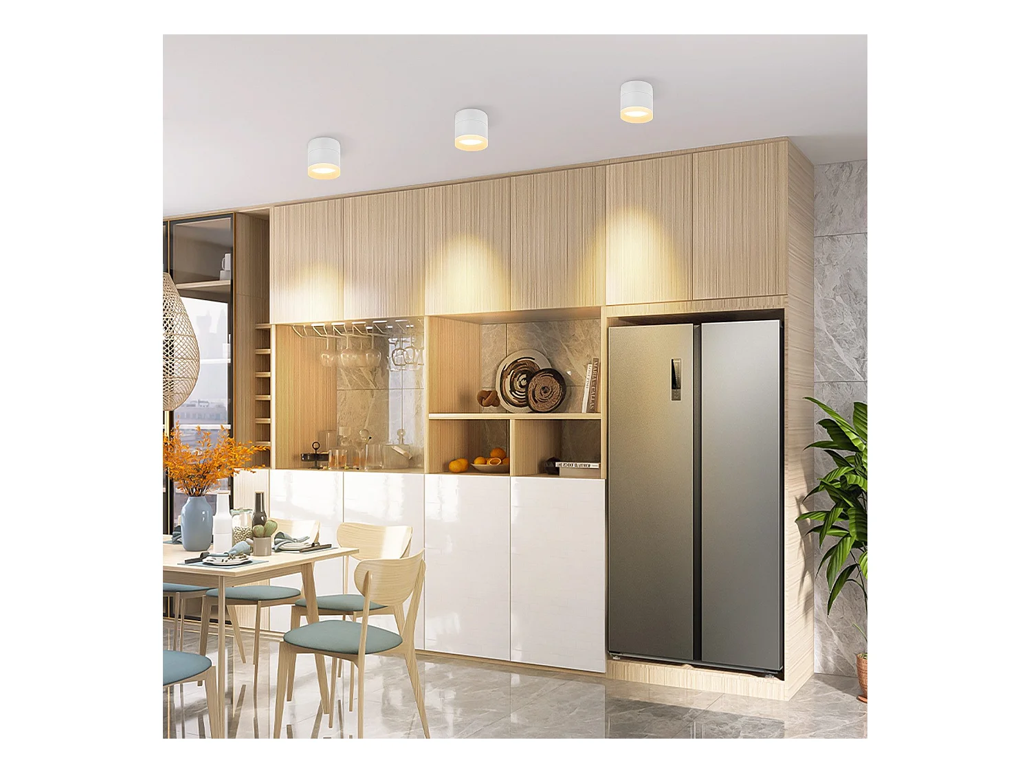 NETTLIFE Spot en saillie LED Spot de plafond rond blanc 5W spot en saillie petit acrylique