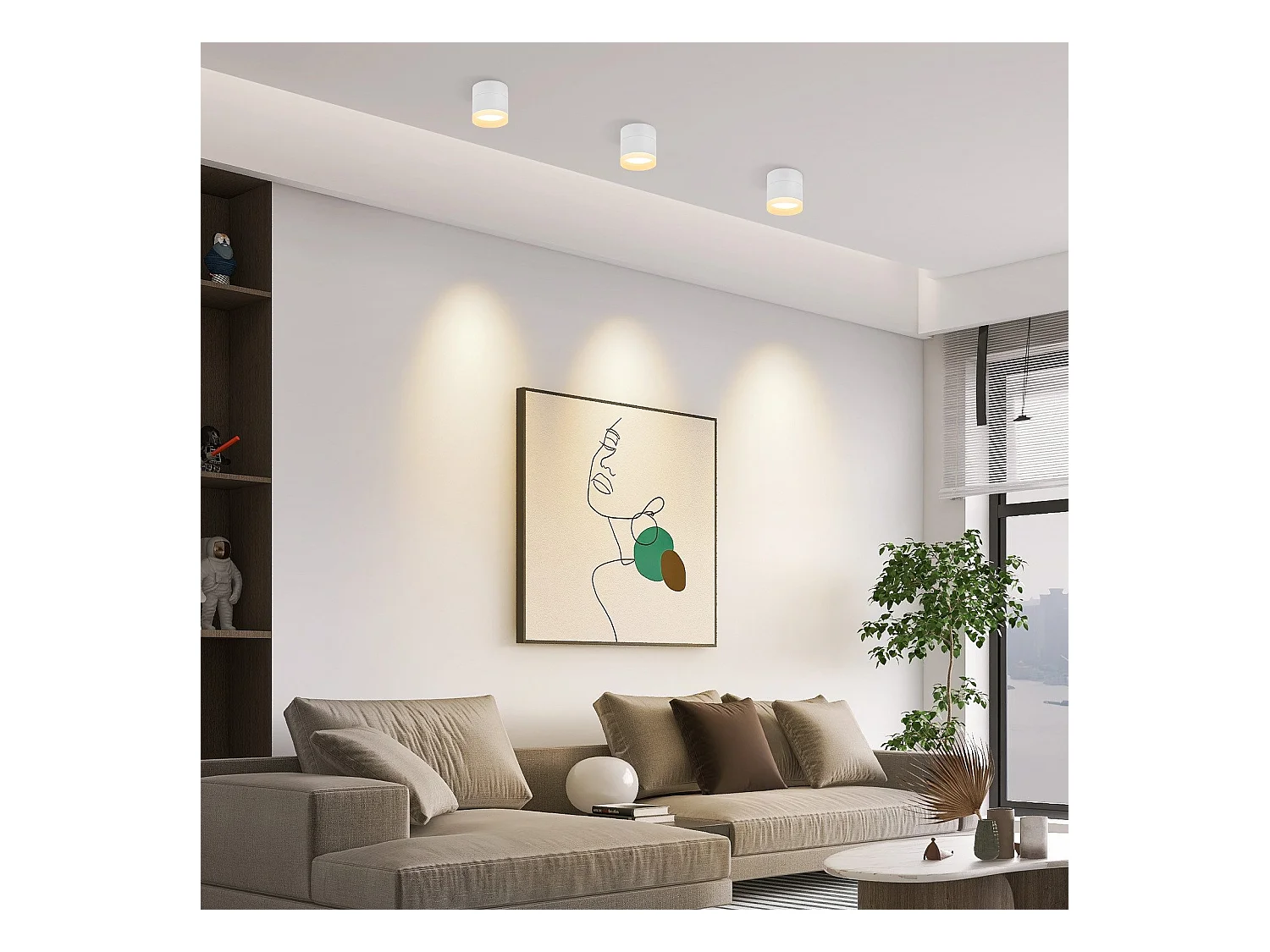 NETTLIFE Spot en saillie LED Spot de plafond rond blanc 5W spot en saillie petit acrylique