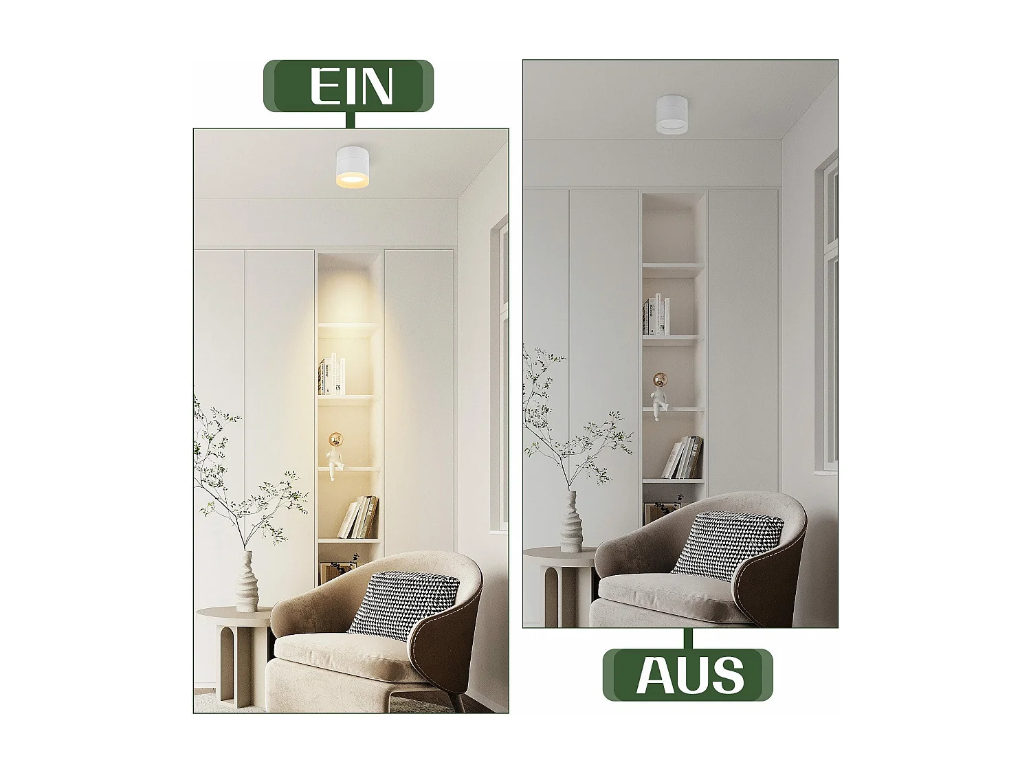 NETTLIFE Spot en saillie LED Spot de plafond rond blanc 5W spot en saillie petit acrylique