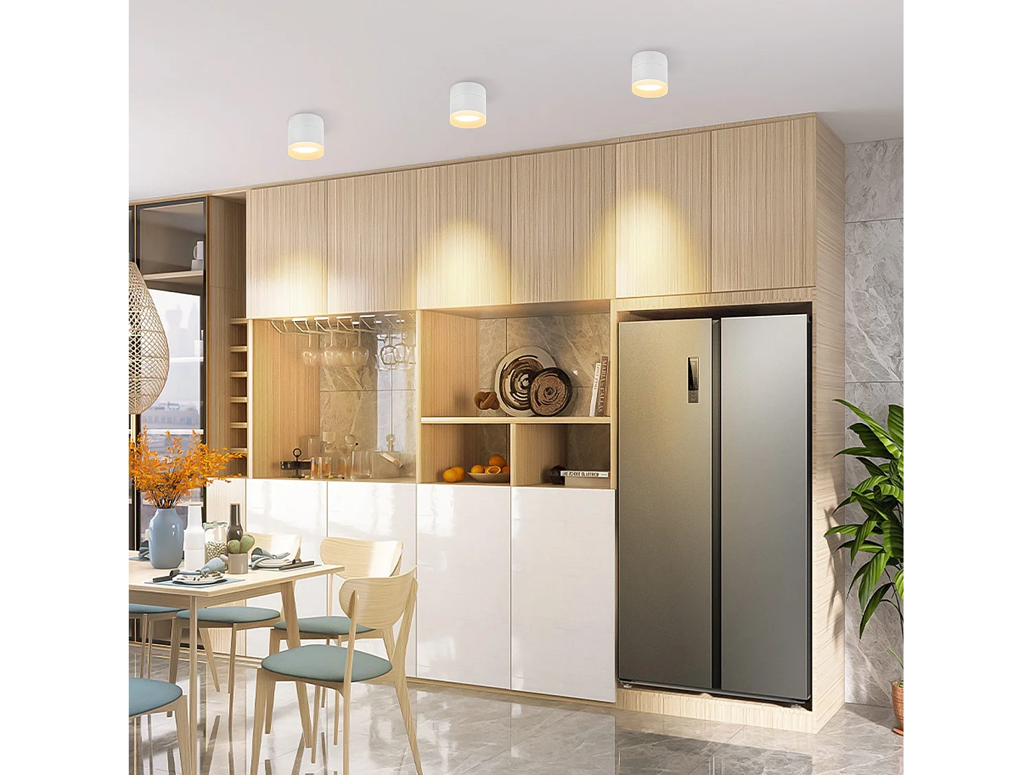 NETTLIFE Spot en saillie LED Spot de plafond rond blanc 5W spot en saillie petit acrylique